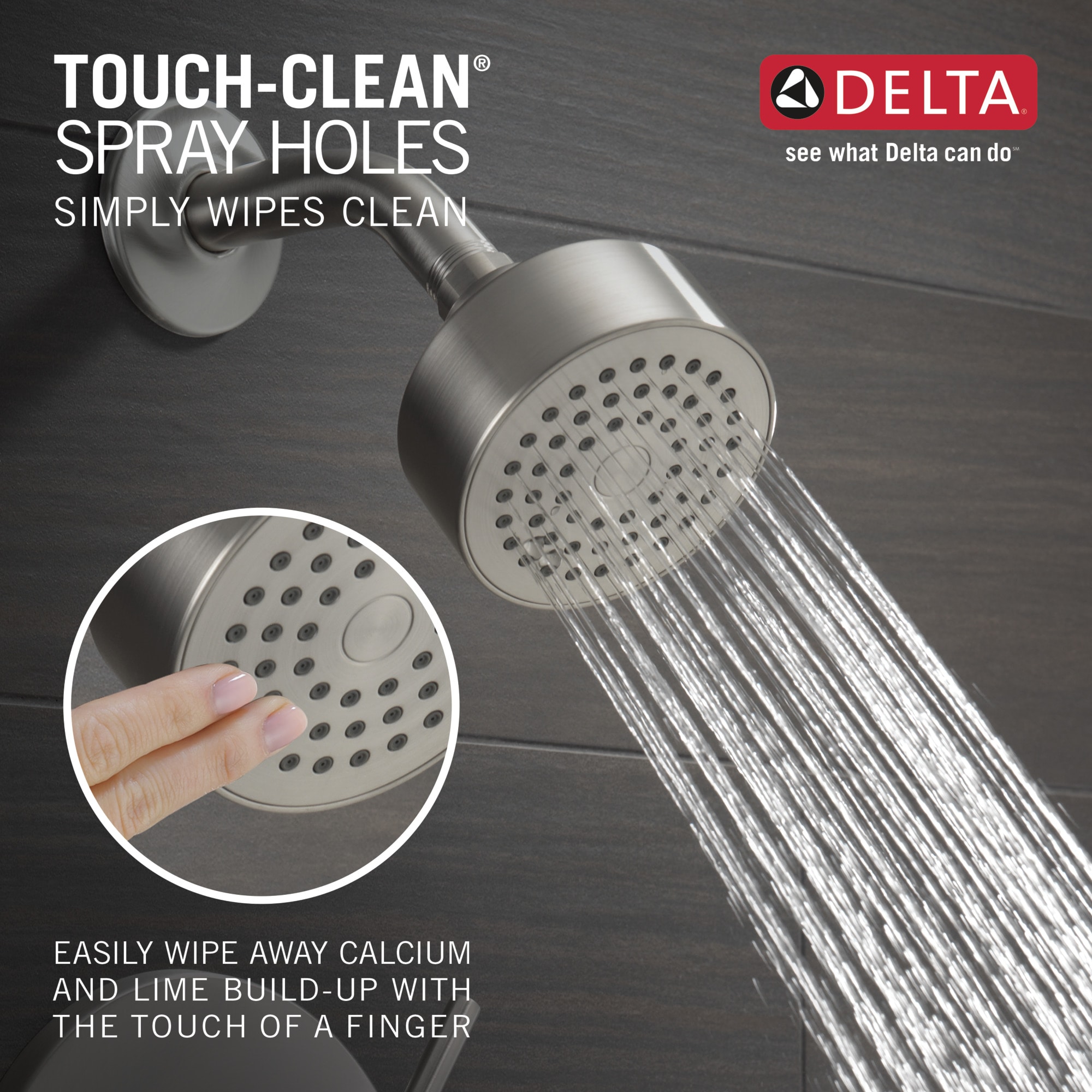 Grifo de bañera y regadera redonda de acero inoxidable moderno con manija única y función simple de 3.5 pulgadas Delta T14459-SS-PP