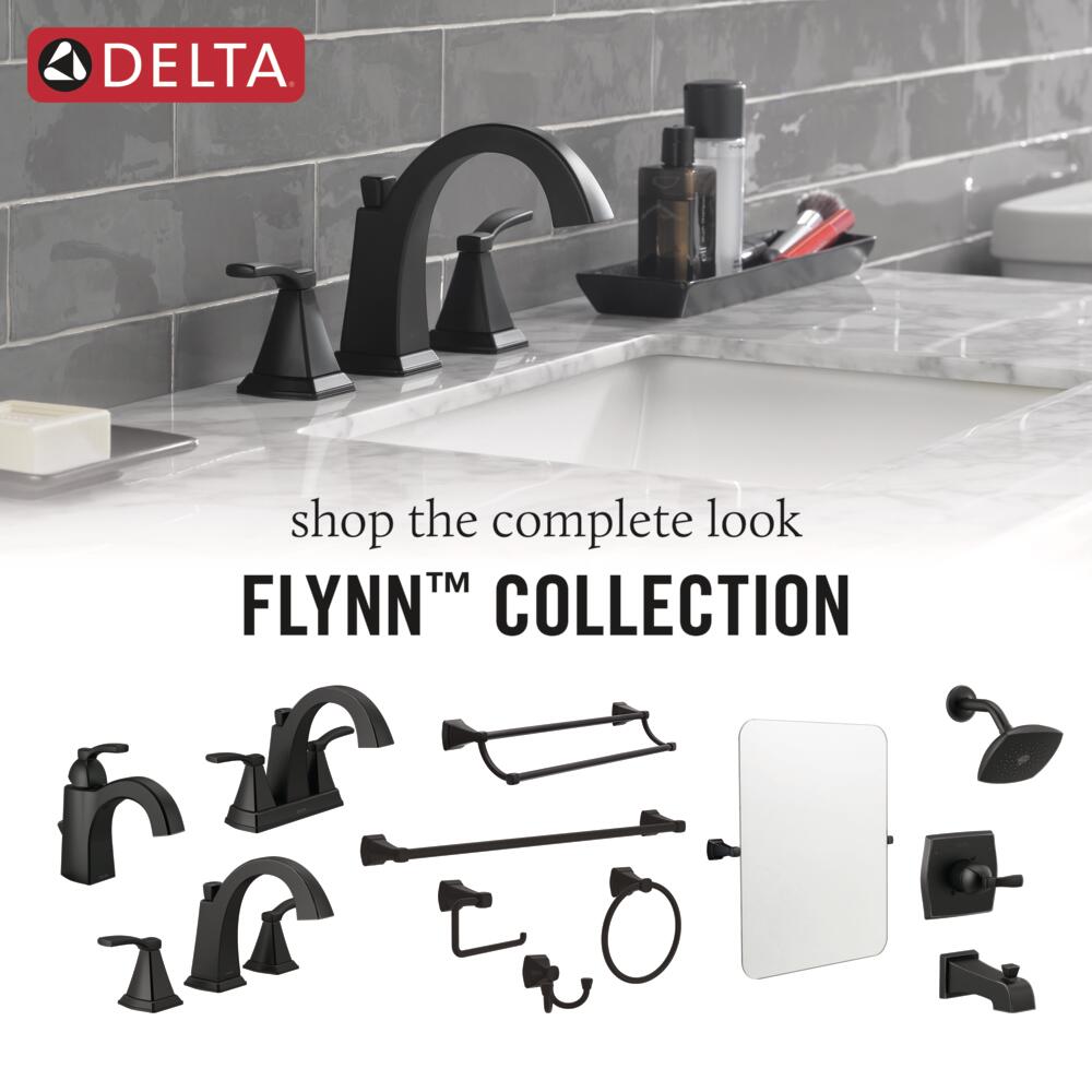 Grifo de bañera y ducha redondo de 5.25 pulgadas con acabado negro opaco de un solo mango y función única de Delta Flynn con válvula 144768C-BL.