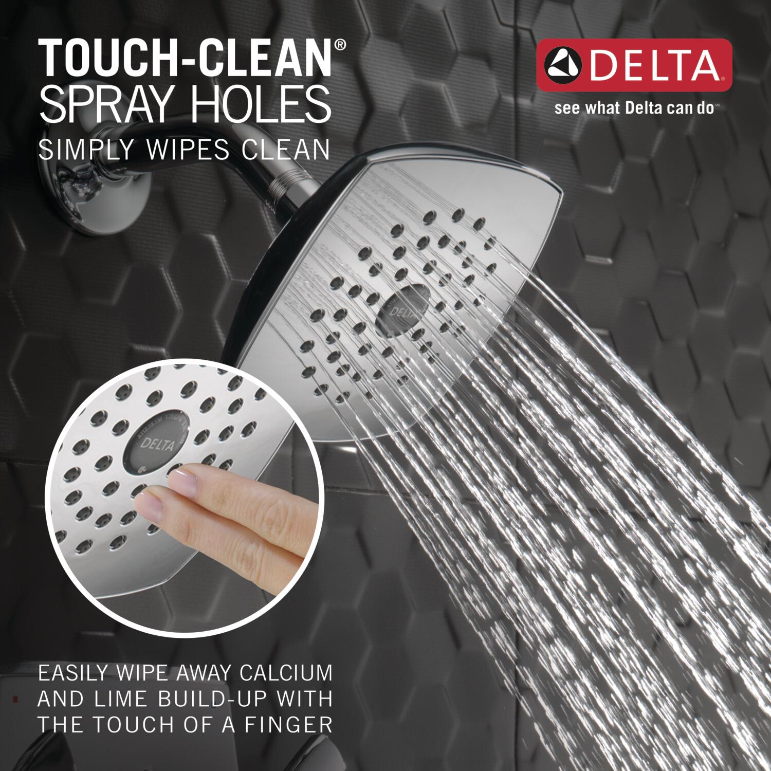 Grifo de Bañera y Ducha Redonda de 5.25 pulgadas con 1 Manija y Función Simple, Acabado Cromo Delta Flynn con Válvula 144768C