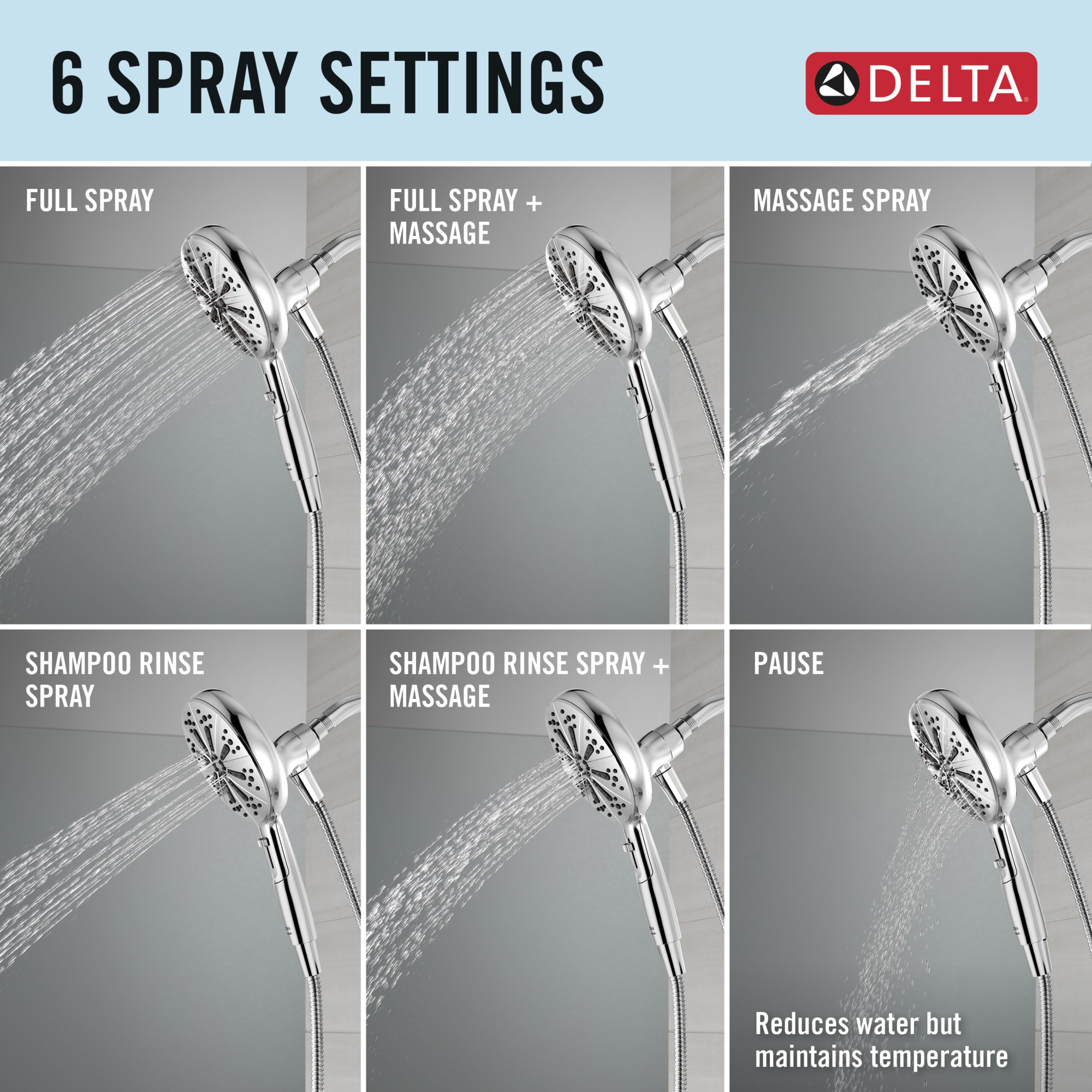 Llave Mezcladora para Tina y Ducha con Acabado en Cromo Pulido de Mango Único y Función Múltiple de 6.5 pulgadas de Diámetro de la Marca Delta con Válvula 144749-HS