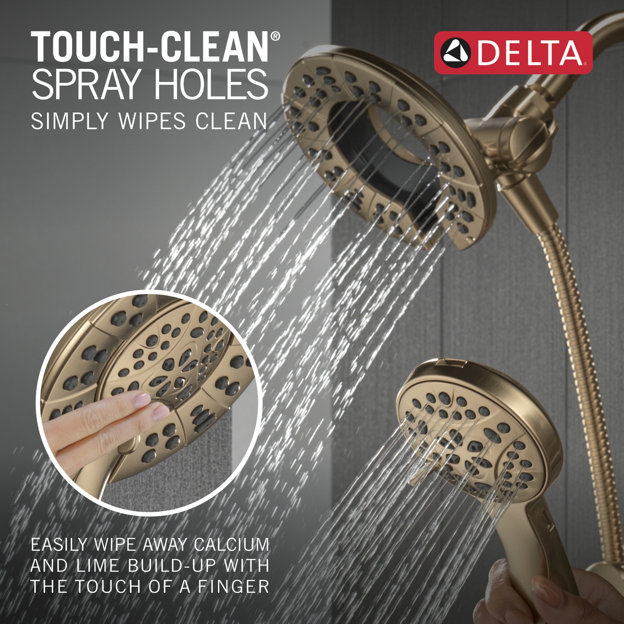 Grifo de bañera y ducha redondo de 6.0 pulgadas con 1 mango y función múltiple en bronce Champagne Delta Albion T144855-CZ-I