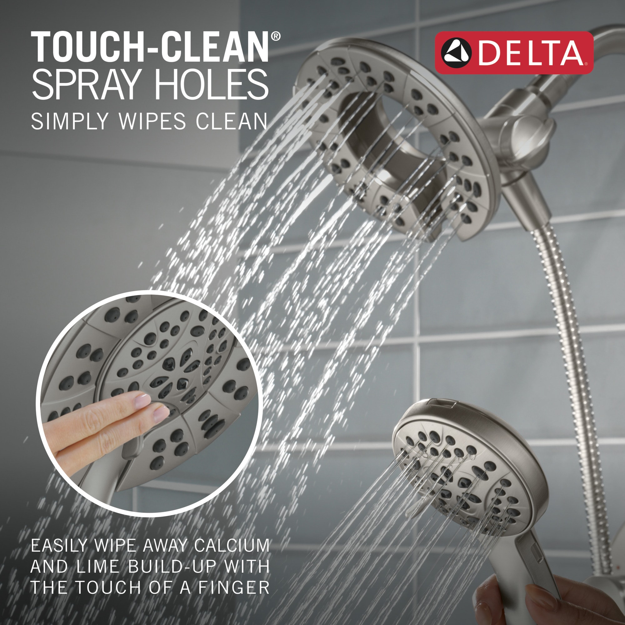 Mezcladora de Bañera y Ducha Redonda de 6.0 Pulgadas de Níquel con un Mango Delta Albion, Función Múltiple