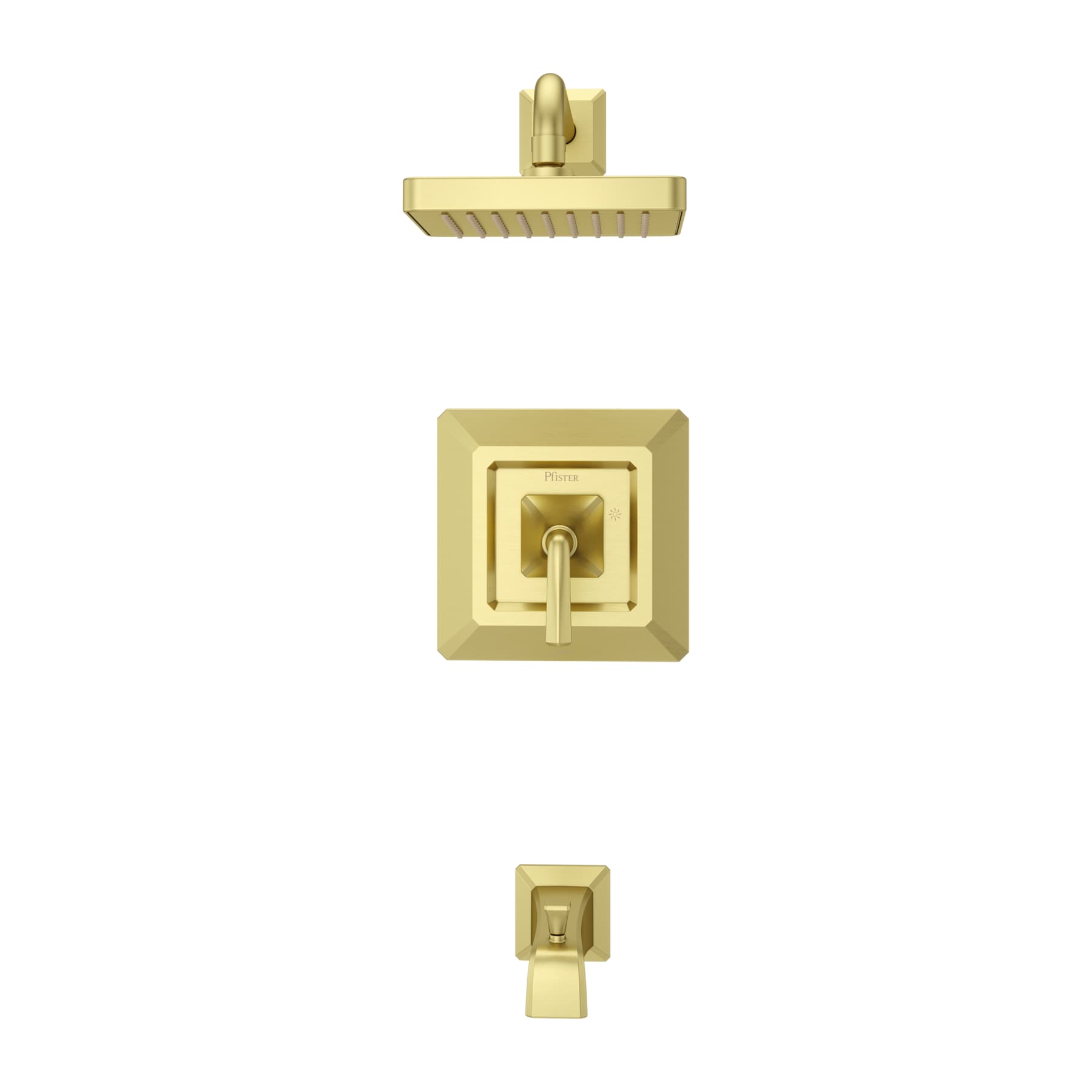 Mezcladora para bañera y regadera de una sola función, de 7 pulgadas cuadradas, color dorado cepillado, de la línea Park Avenue de Pfister (LG89-8FEBG)