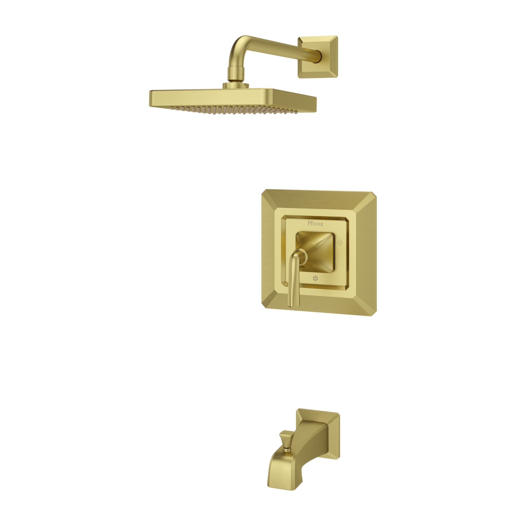 Mezcladora para bañera y regadera de una sola función, de 7 pulgadas cuadradas, color dorado cepillado, de la línea Park Avenue de Pfister (LG89-8FEBG)
