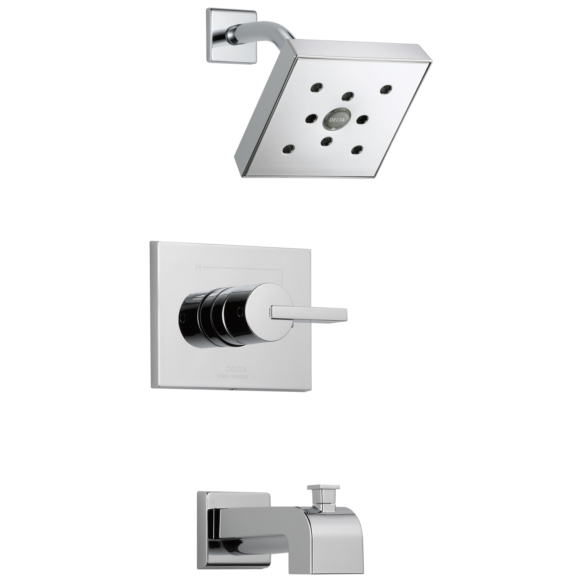 

Grifo monomando de una sola función para bañera y ducha de 6 pulgadas cuadradas, incluye válvula - Delta Vero cromado T14453-H2O