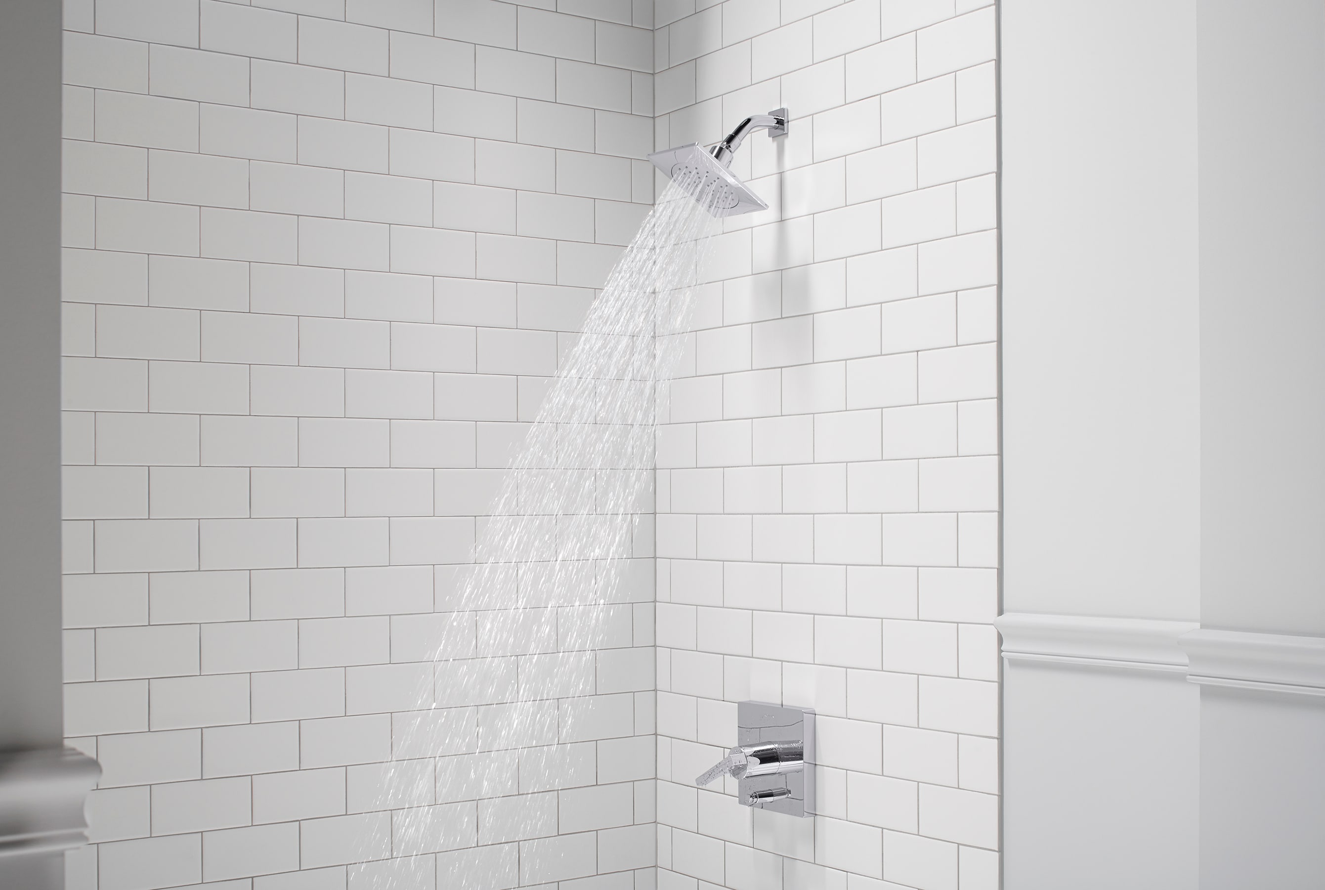 Grifo de bañera y ducha cuadrado de 4.125 pulgadas, cromo pulido, de una sola llave y una sola función de honestidad de KOHLER K-T99763-4G-CP