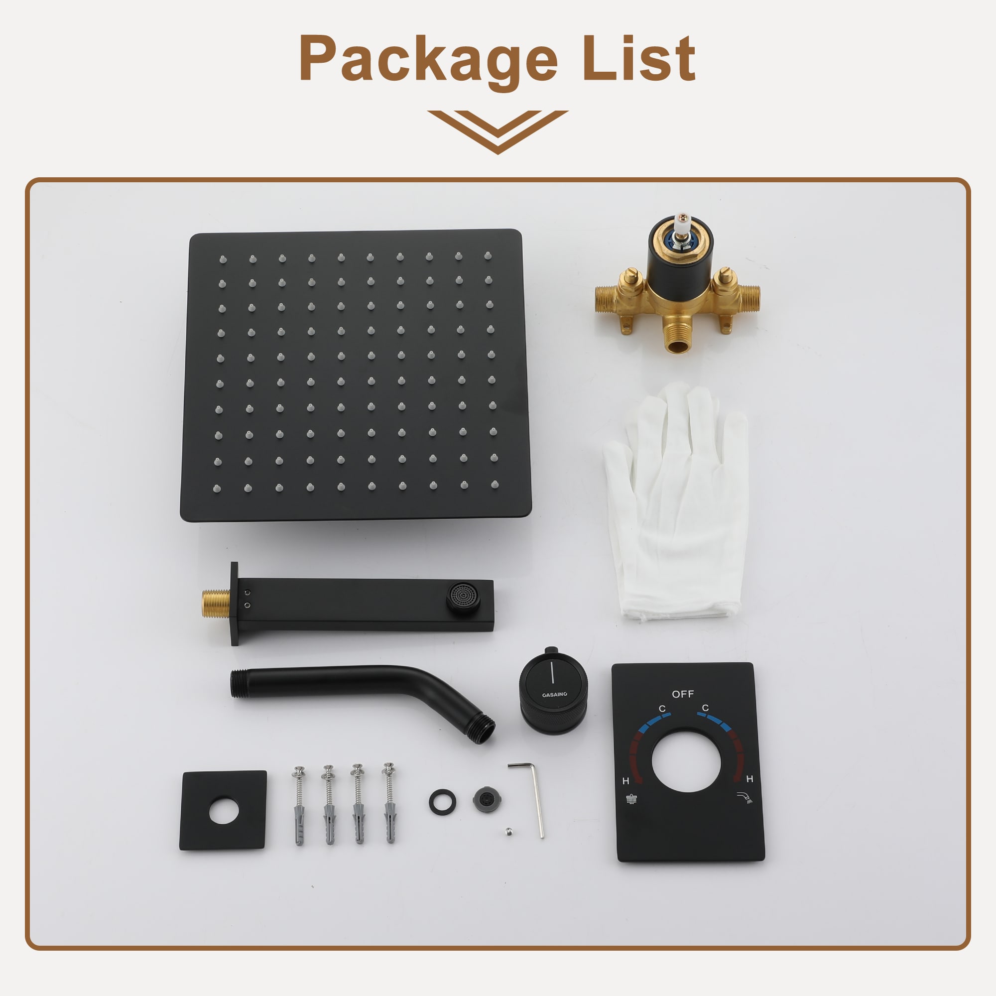 Mezcladora para bañera y regadera en negro mate de 1 manija con función única de 10 pulgadas, cuadrada.