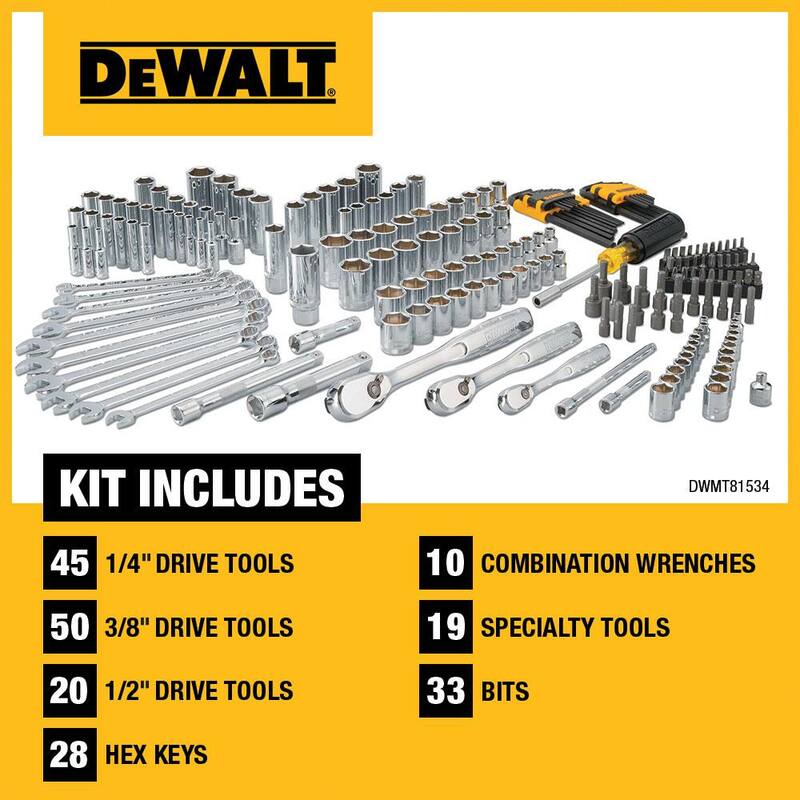 Juego de herramientas para mecánicos DEWALT (205 piezas) - DWMT81534