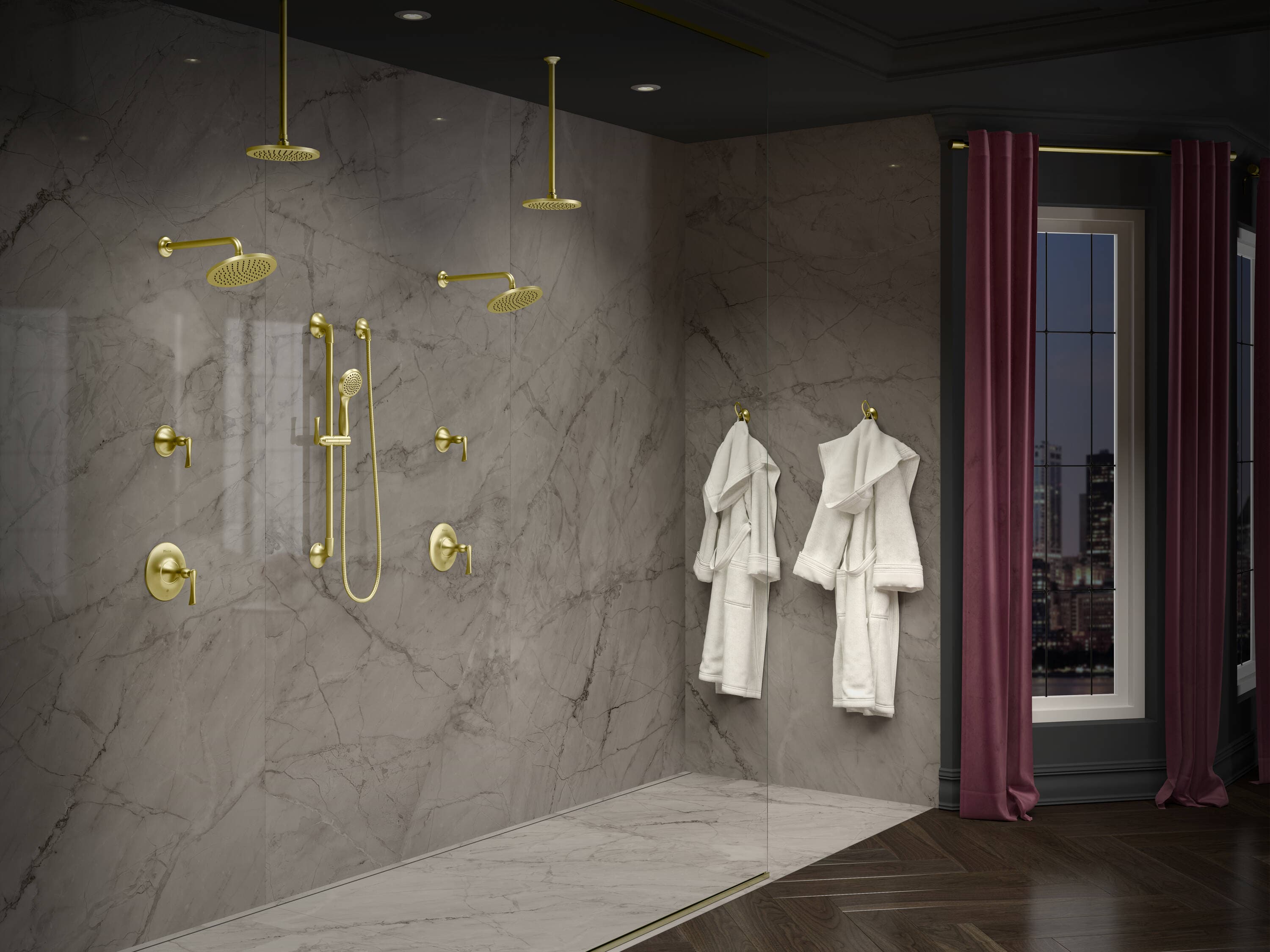 Mezcladora para Bañera y Ducha de una Manija en Oro Cepillado de Pfister Rhen de 7.875 Pulgadas de Función Única.