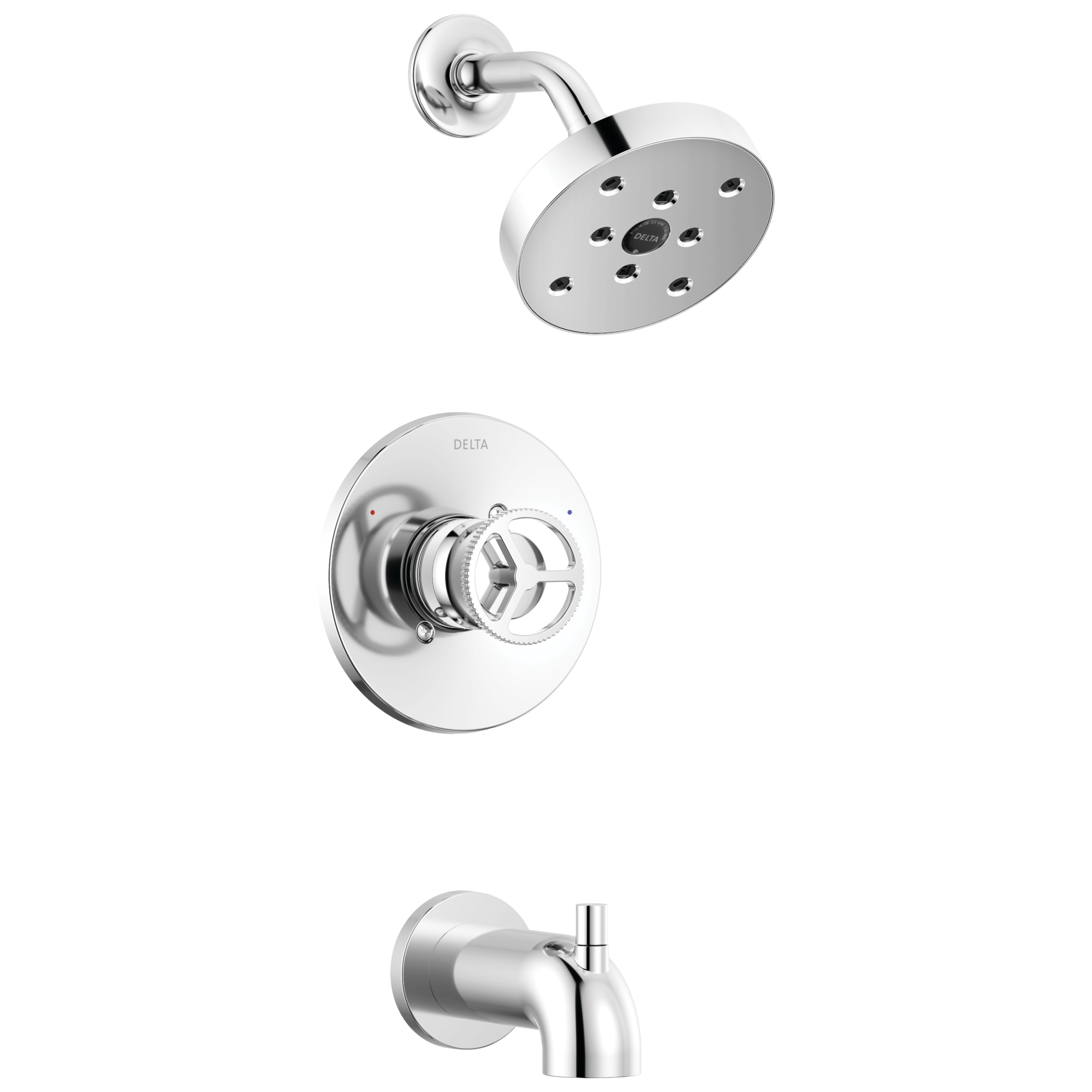 Grifo para bañera y ducha redondo de 5.41 pulgadas con acabado cromado de un solo mango y función sencilla Trinsic de Delta T14458