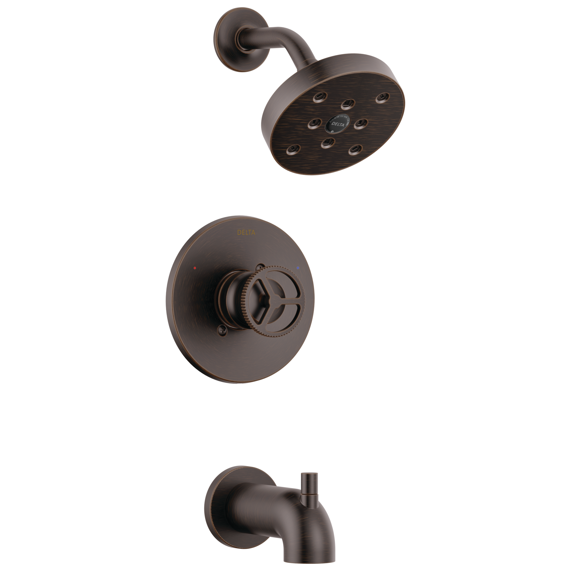 Grifo de bañera y ducha de una sola función con un mango en bronce veneciano de la serie Delta Trinsic T14458-RB