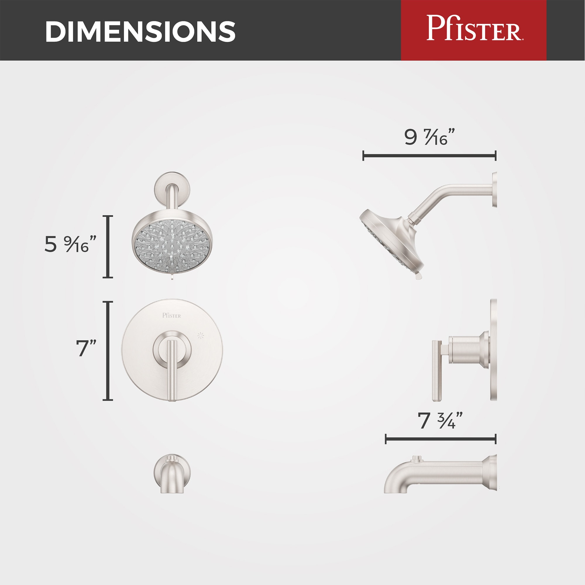 Grifo para bañera y ducha redondo de 1 manija y función múltiple de 5.563 pulgadas con recubrimiento Spot Defense de níquel cepillado Capistrano de Pfister y válvula 8P8-WS2-CSOSGS.
