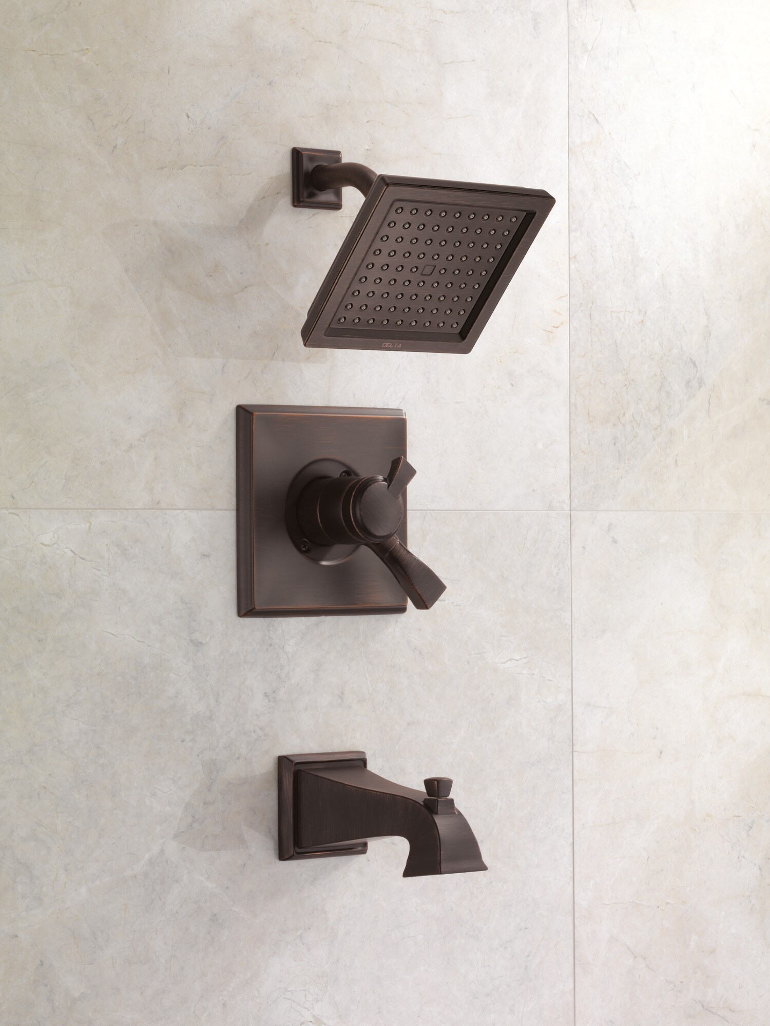 Grifo de bañera y ducha de función única de 2 manijas en bronce veneciano Delta Dryden de 6.5625 pulgadas