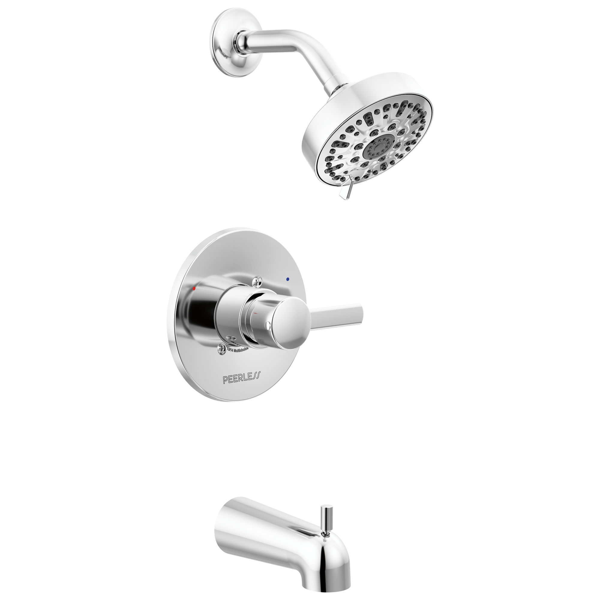 Grifo de bañera y ducha redondo de 2.1875 pulgadas con manija cromada de una sola función Apex de Peerless