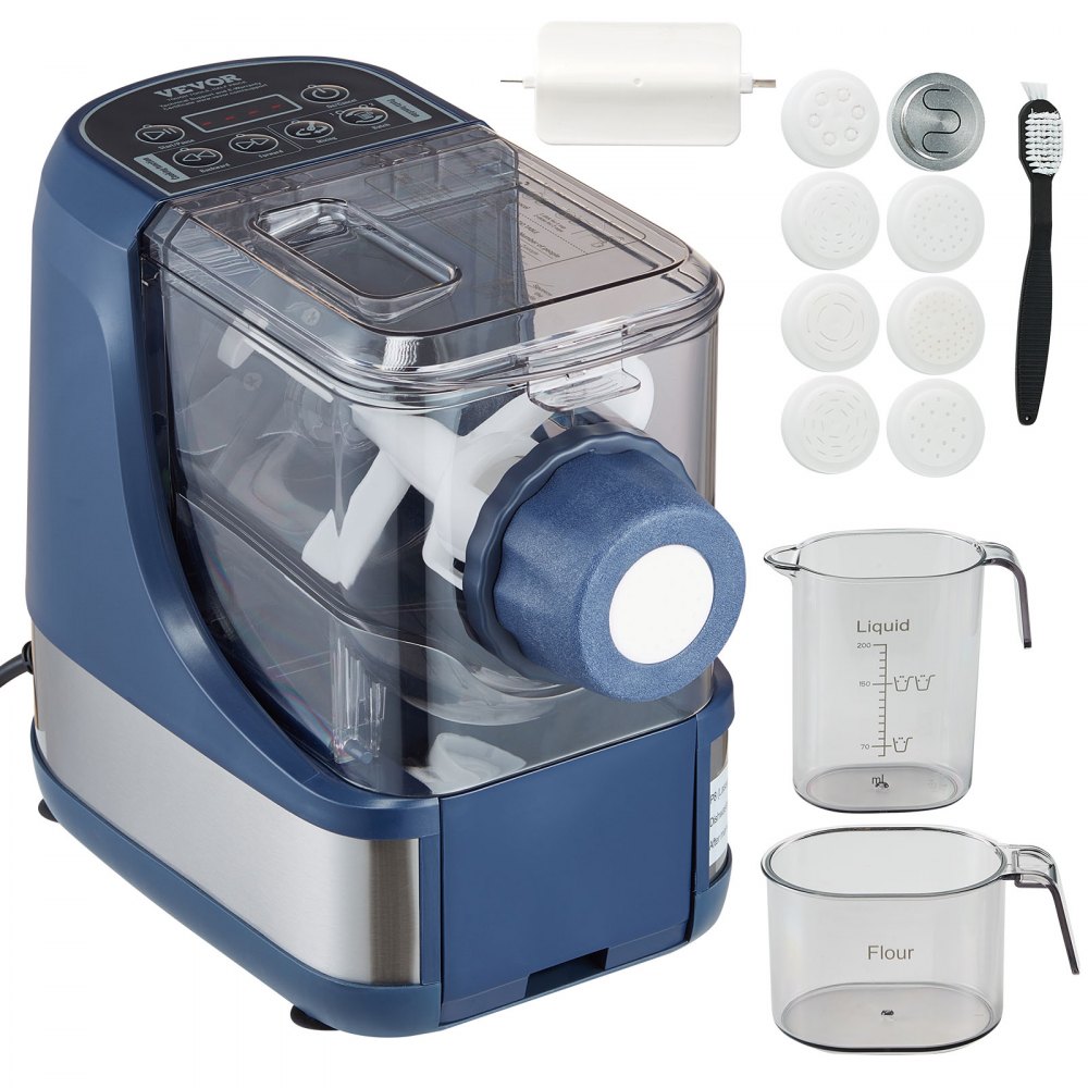 VEVOR Electric Pasta Maker, 150W Automatic Noodle Maker Machine with 8 Pasta Shapes, 4 Intelligent Modes, 500g Flour Capacity Pasta Maker Machine with Measuring Cups, Cleaning Brush for Home Kitchen - JMJ500G150W0XVUBUV1