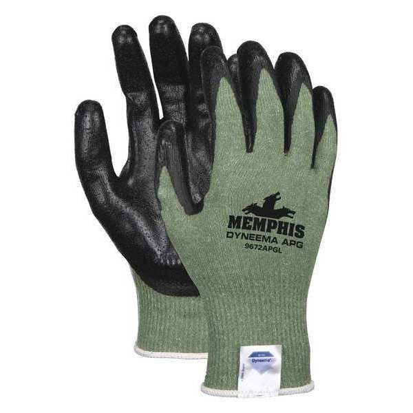 Guantes recubiertos Mcr Safety, Nivel de corte A2, calibre 13, negro, verde, M - 9672APGM