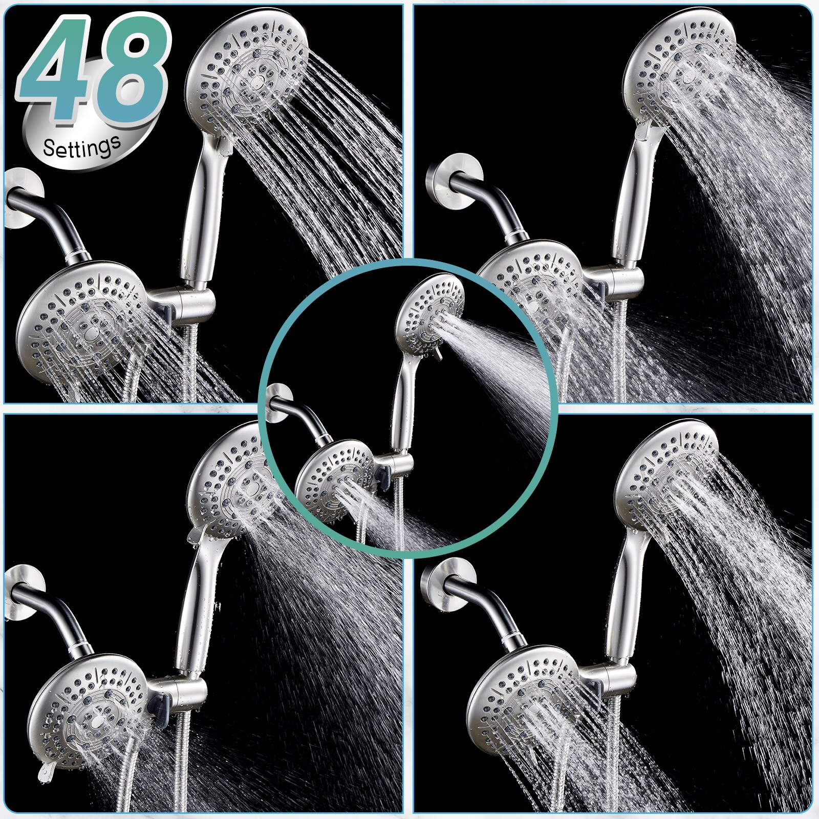 Grifo de bañera y regadera redonda de 4.9 pulgadas con mango de níquel de una sola manija Cobbe Nickel y válvula LSSFK0206N