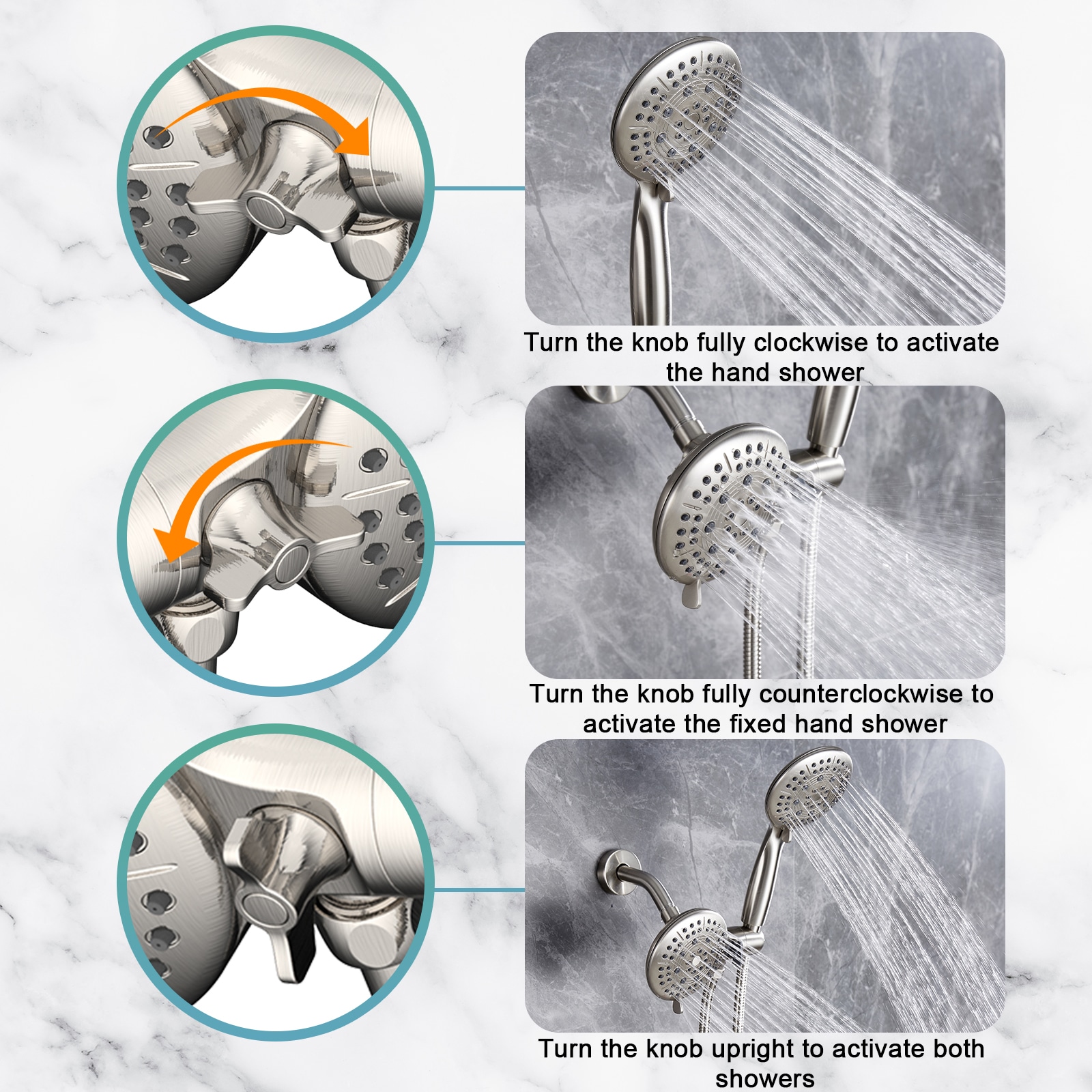 Grifo de bañera y regadera redonda de 4.9 pulgadas con mango de níquel de una sola manija Cobbe Nickel y válvula LSSFK0206N