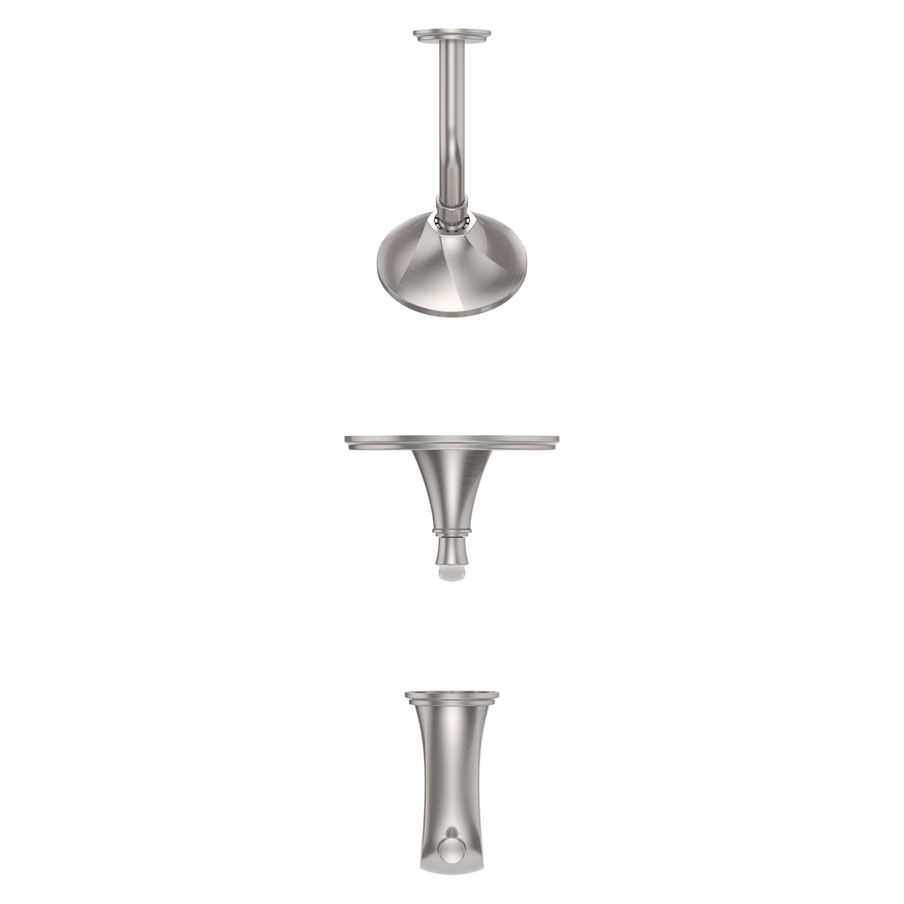 Grifo para bañera y ducha redondo de 4.91 pulgadas con acabado en níquel cepillado y tecnología de defensa contra manchas, de una sola manija y múltiples funciones "Auden" de Pfister con válvula 8P8-WS2-ADSGS.