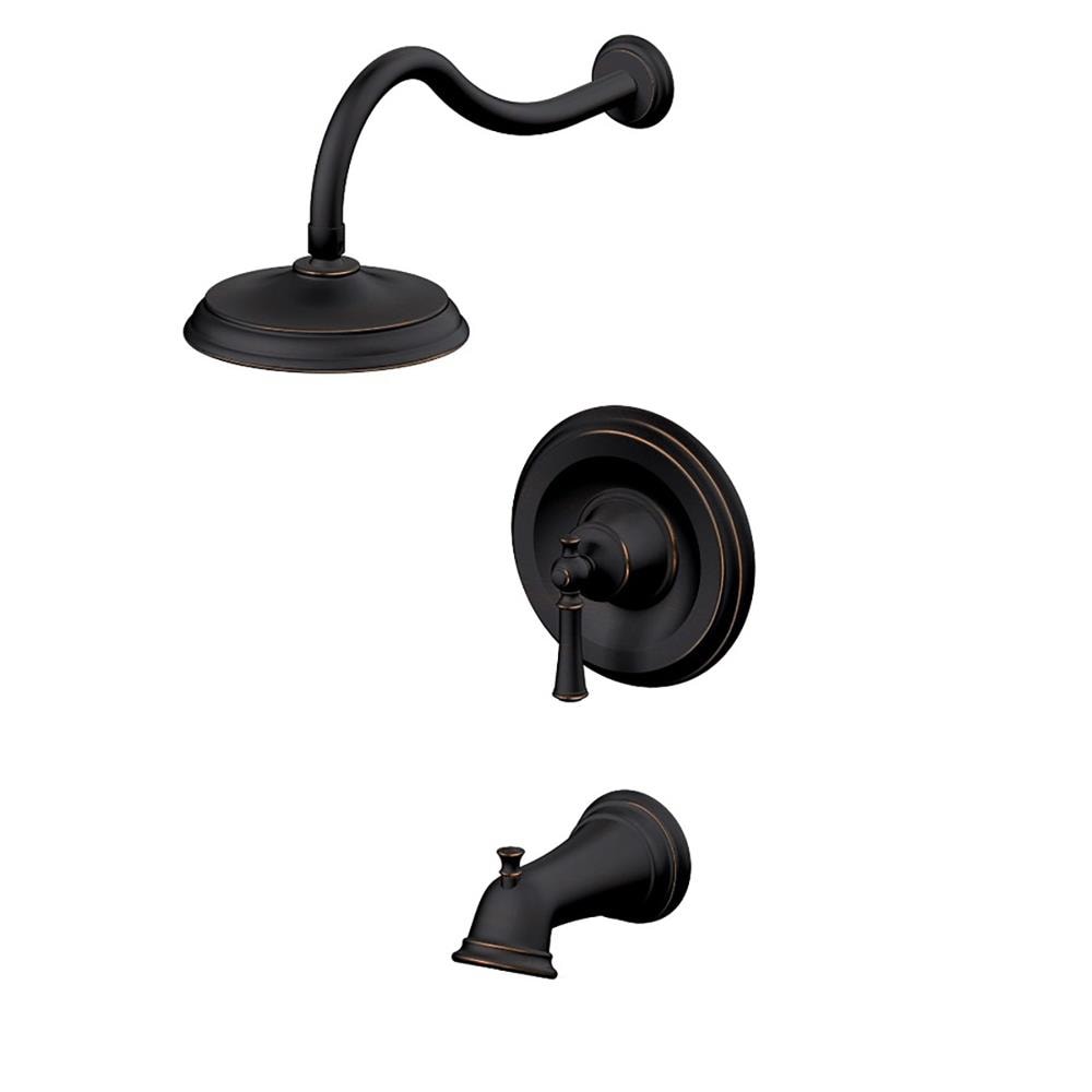 Grifo para bañera y ducha de función simple de 7 pulgadas en bronce aceitado con un mango, modelo TOSCA Annette con válvula H09TS-012-ORB