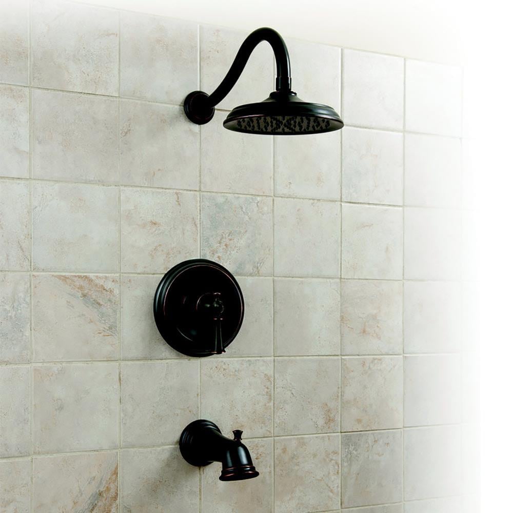 Grifo para bañera y ducha de función simple de 7 pulgadas en bronce aceitado con un mango, modelo TOSCA Annette con válvula H09TS-012-ORB