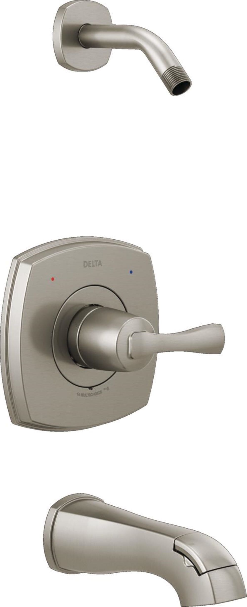 Grifo de Bañera y Ducha con 1 Mango de Acero Inoxidable Lumicoat de Delta - Se vende por separado T14476-SS-PR-LHD