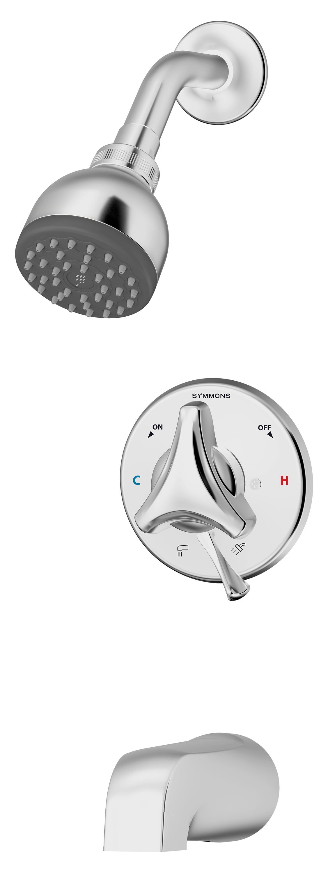 Grifo para tina y regadera de un solo mango con acabado cromado de 2.76 pulgadas y función individual - Symmons Origins S-9602-P-1.5-TRM
