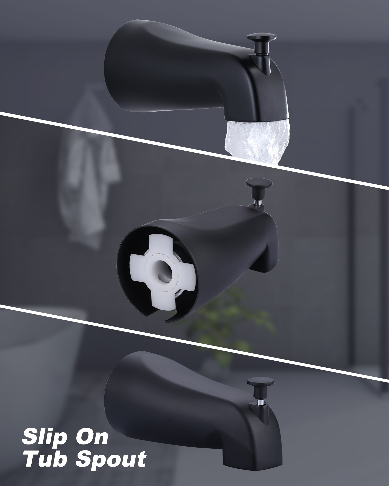 Mezcladora de Bañera y Ducha Redonda de 4.5 Pulgadas, Mate Negro con 1 Manija y Funciones Múltiples WOWOW con Válvula 3091400D