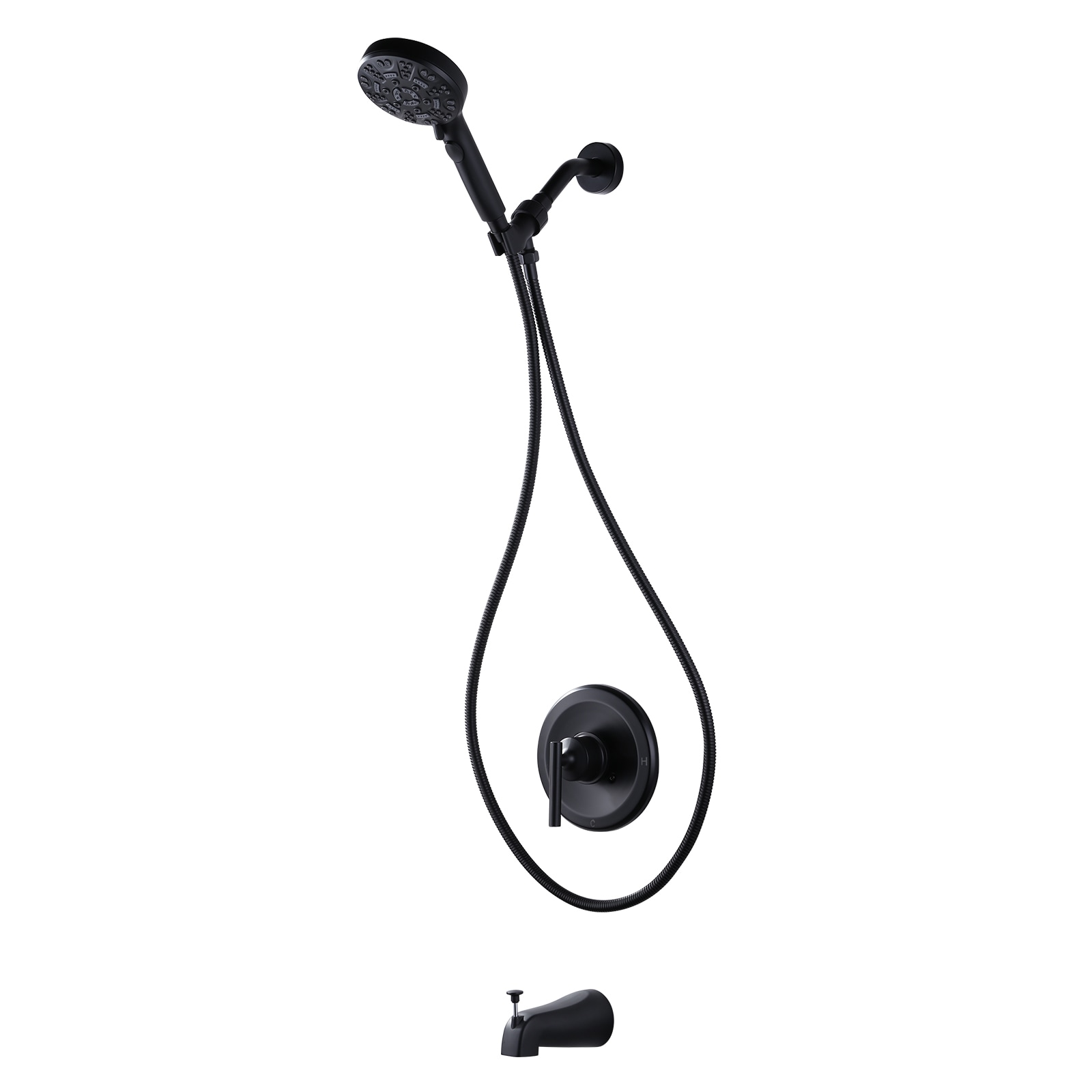 Mezcladora de Bañera y Ducha Redonda de 4.5 Pulgadas, Mate Negro con 1 Manija y Funciones Múltiples WOWOW con Válvula 3091400D