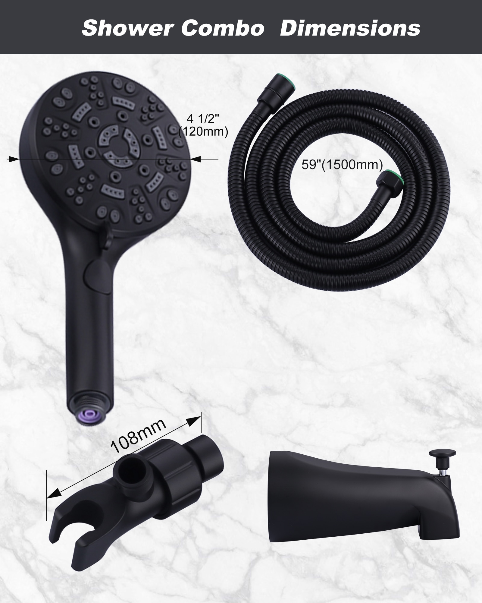 Mezcladora de Bañera y Ducha Redonda de 4.5 Pulgadas, Mate Negro con 1 Manija y Funciones Múltiples WOWOW con Válvula 3091400D