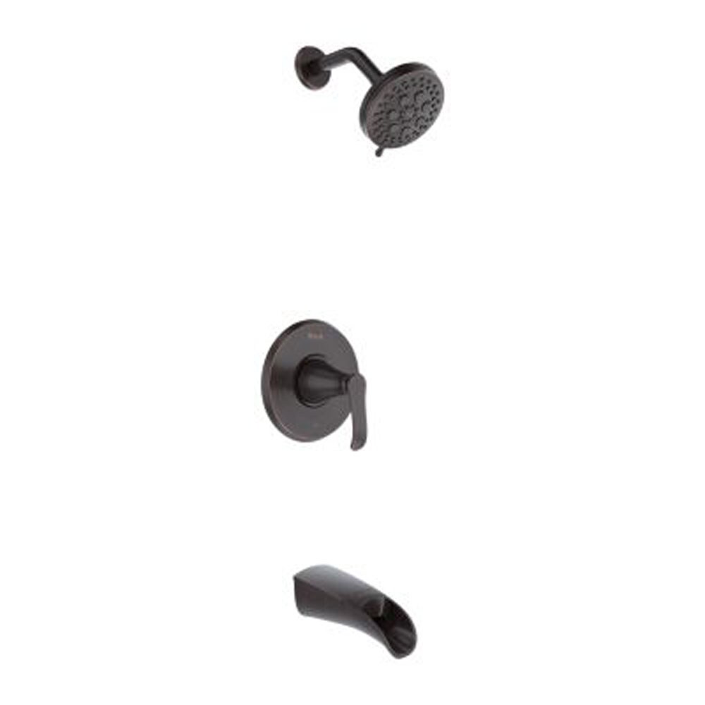 Grifo de bañera y ducha redondo de 4.56 pulgadas de bronce toscano, de un mango y función múltiple Pfister Jaida con válvula 8P8-WS2-JDSY.