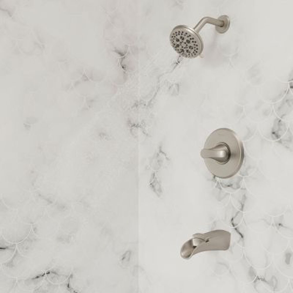 Grifo para bañera y regadera redondo de 4.56 pulgadas con válvula y función múltiple de 1 mango en níquel cepillado resistente a las manchas Jaida Pfister