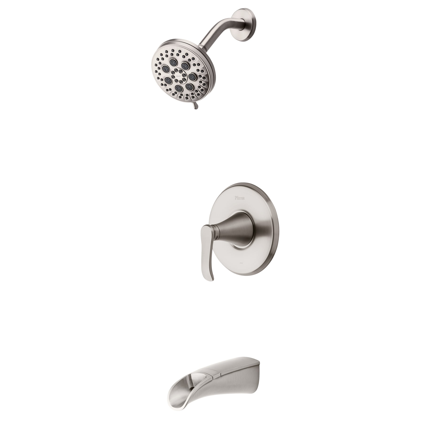 Grifo para bañera y regadera redondo de 4.56 pulgadas con válvula y función múltiple de 1 mango en níquel cepillado resistente a las manchas Jaida Pfister
