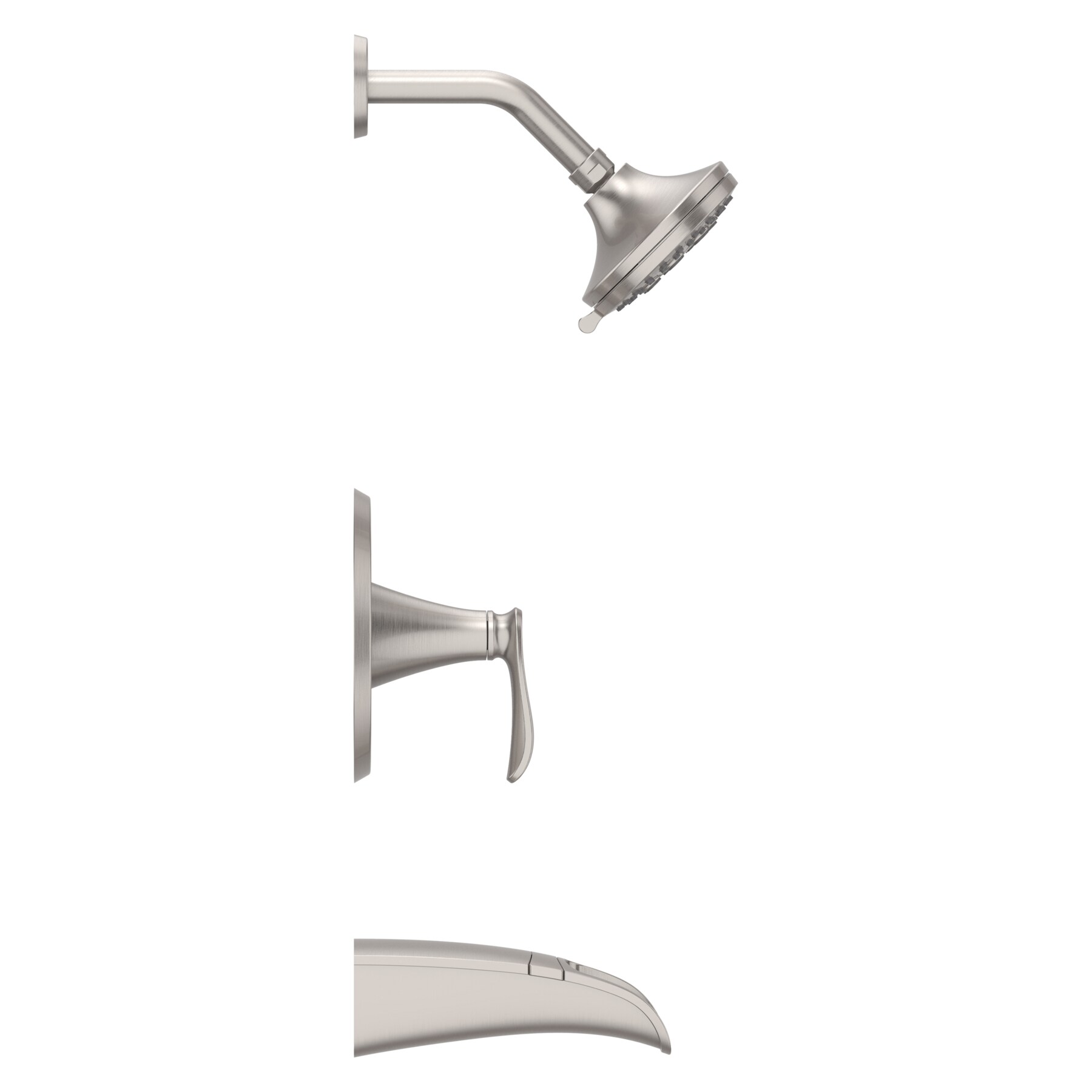 Grifo para bañera y regadera redondo de 4.56 pulgadas con válvula y función múltiple de 1 mango en níquel cepillado resistente a las manchas Jaida Pfister