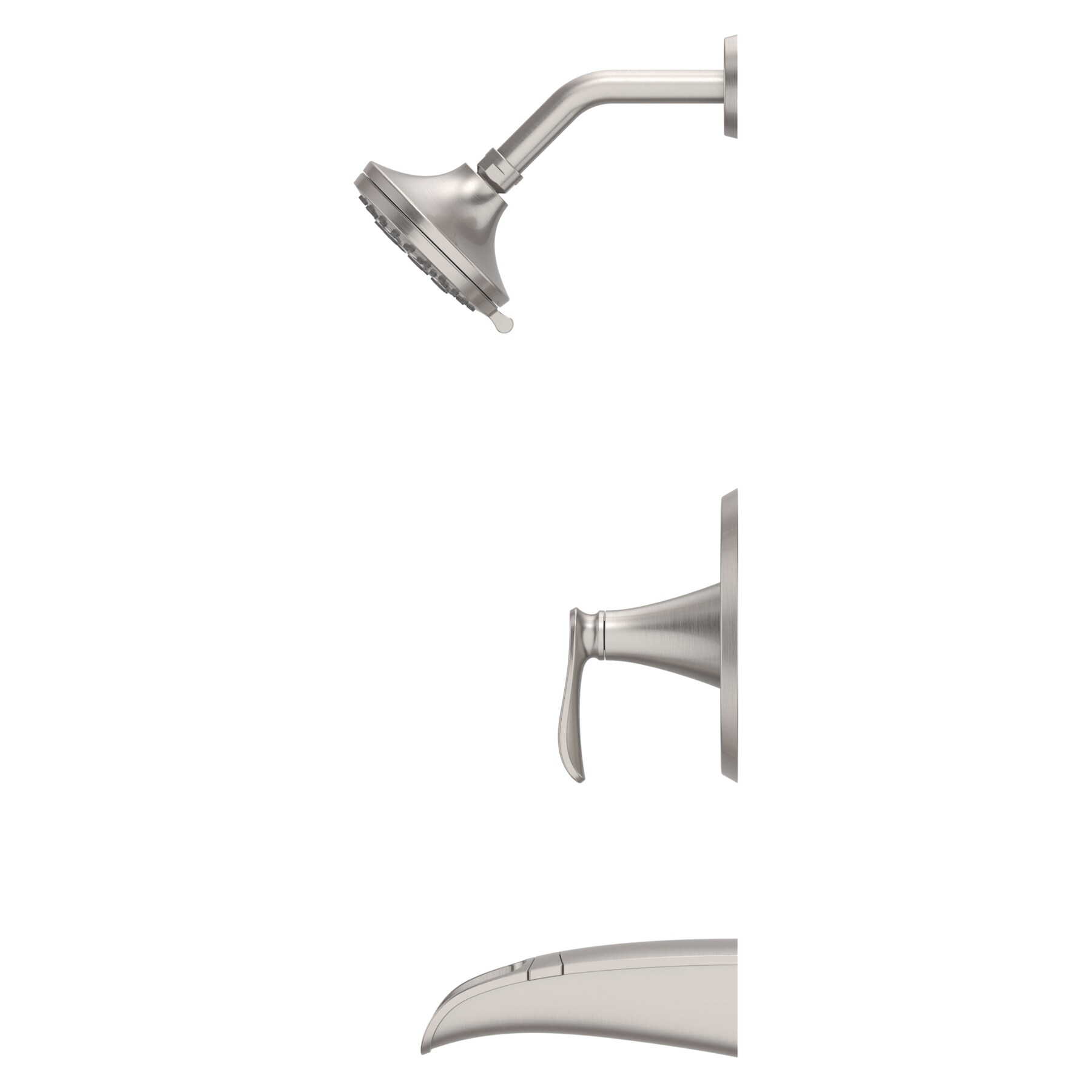 Grifo para bañera y regadera redondo de 4.56 pulgadas con válvula y función múltiple de 1 mango en níquel cepillado resistente a las manchas Jaida Pfister
