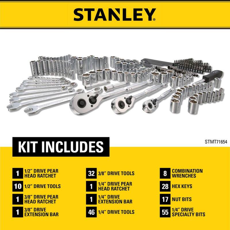 Juego de herramientas mecánicas Stanley SAE y métricas (201 piezas) - STMT71654