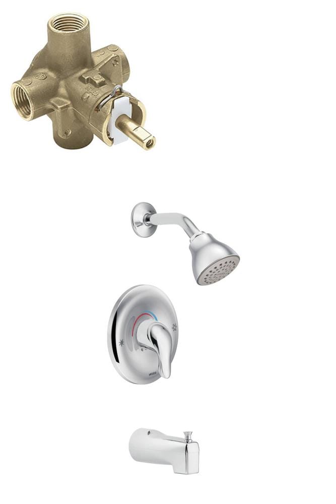 Grifo para bañera y ducha de una sola función y un mango en cromo pulido de 2.5 pulgadas, modelo Chateau de Moen con válvula TL183-2510-L