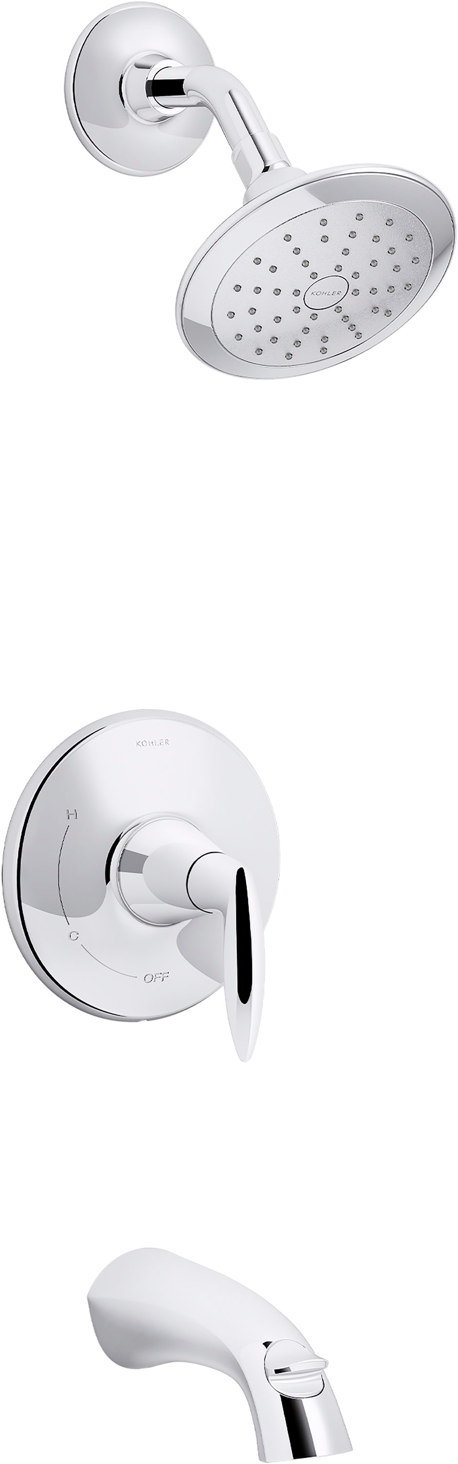 Mezcladora para bañera y ducha redonda de 1 mango en cromo pulido KOHLER Alteo de función única de 4.0625 pulgadas - K-TS45104-4G-CP