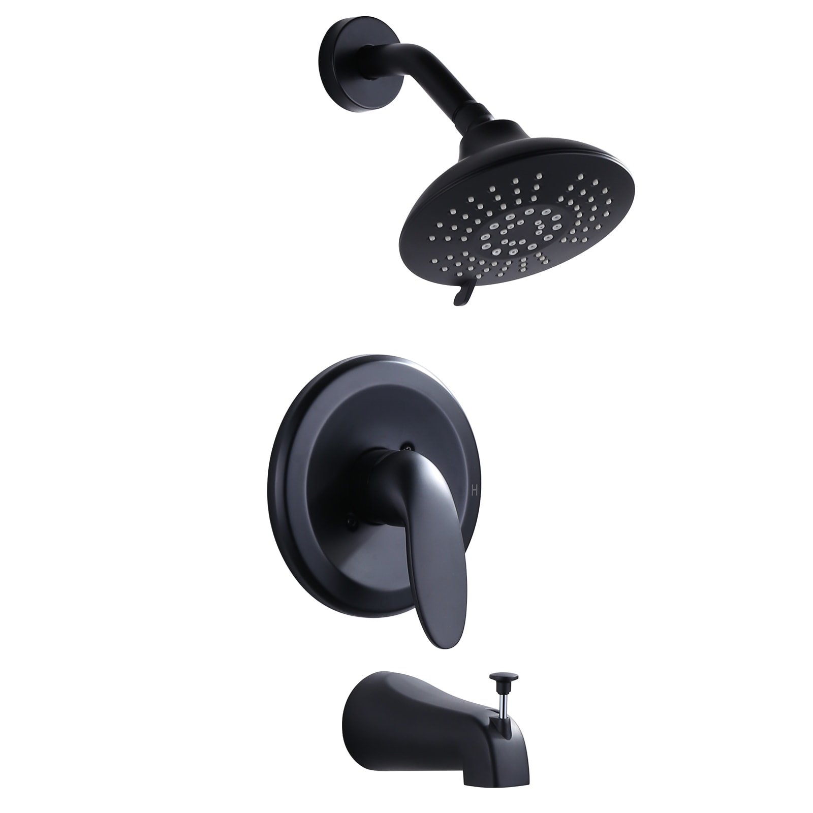Grifo de bañera y ducha redondo de 6 pulgadas, multifunción y de un solo mango, color negro mate WOWOW con válvula 3094600D