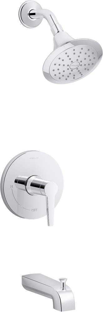 Grifo de bañera y ducha redondo de 6.5 pulgadas, de una sola función y con 1 mango en cromo pulido de la marca KOHLER.