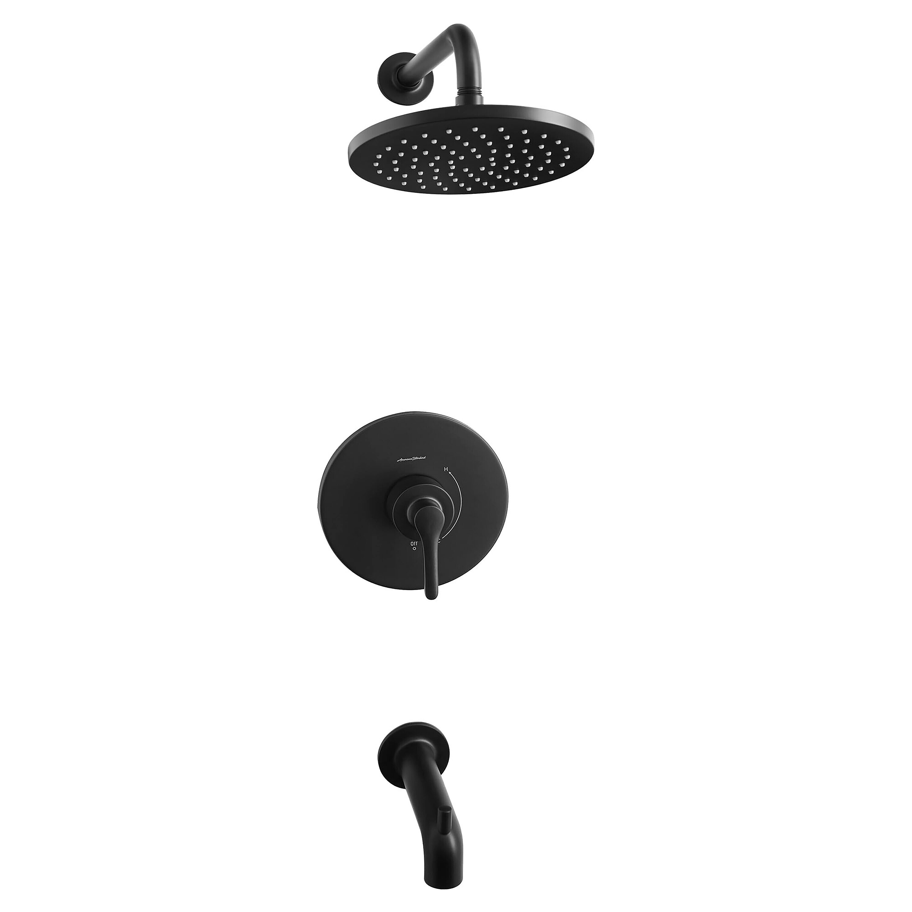Mezcladora de Bañera y Ducha de un Solo Mango en Negro Mate American Standard Studio S de 8 Pulgadas de Diámetro con Función Individual TU105508.243