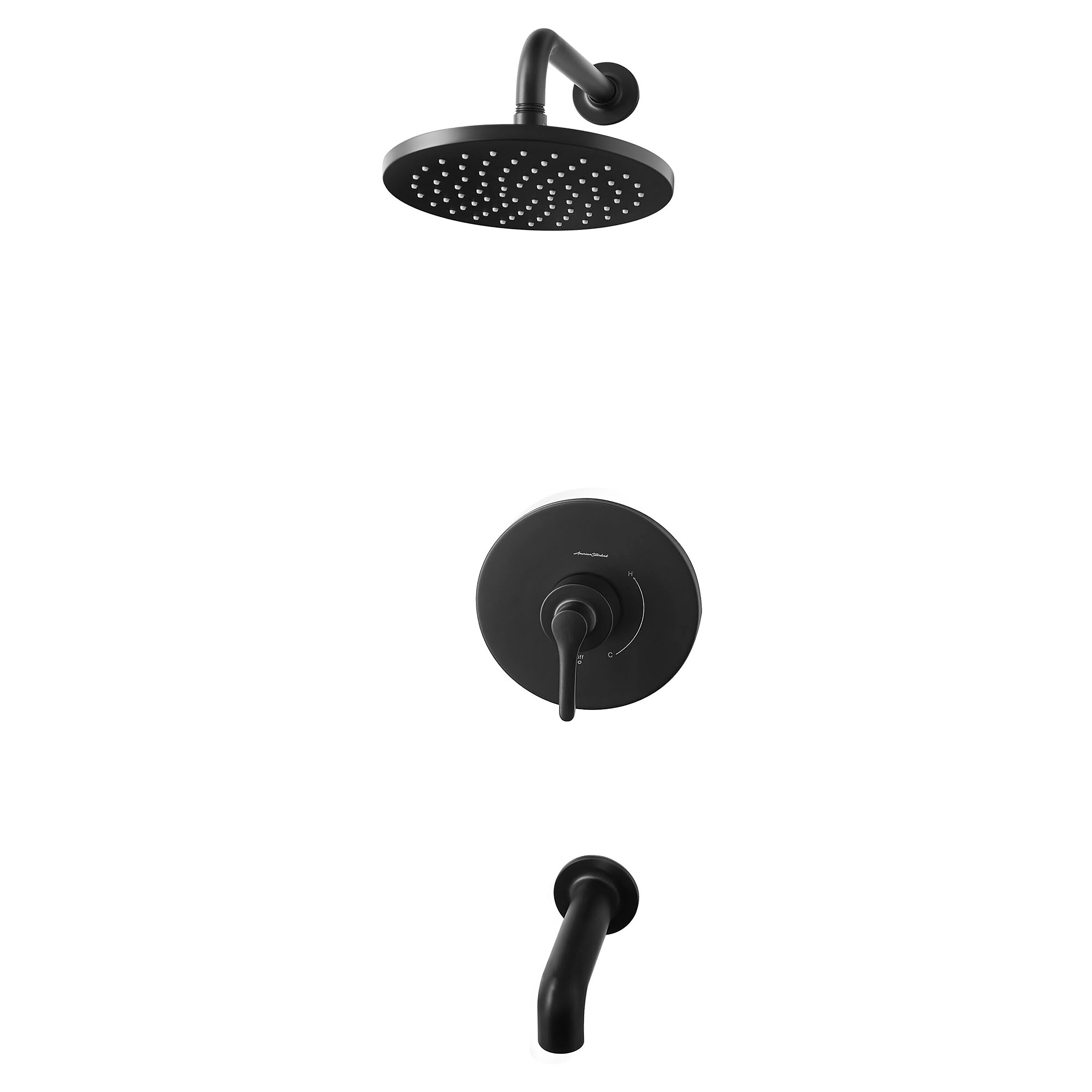 Mezcladora de Bañera y Ducha de un Solo Mango en Negro Mate American Standard Studio S de 8 Pulgadas de Diámetro con Función Individual TU105508.243