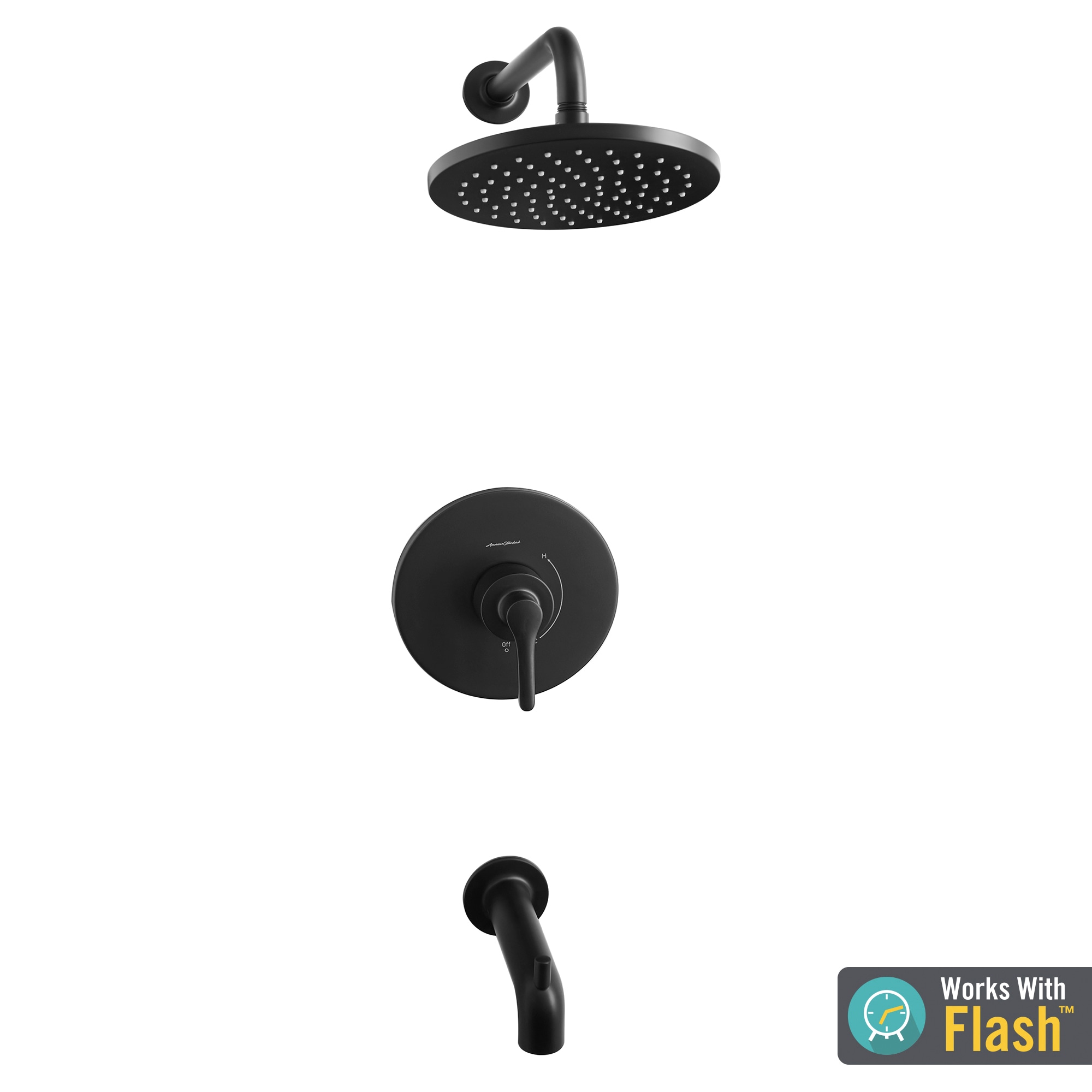 Mezcladora de Bañera y Ducha de un Solo Mango en Negro Mate American Standard Studio S de 8 Pulgadas de Diámetro con Función Individual TU105508.243
