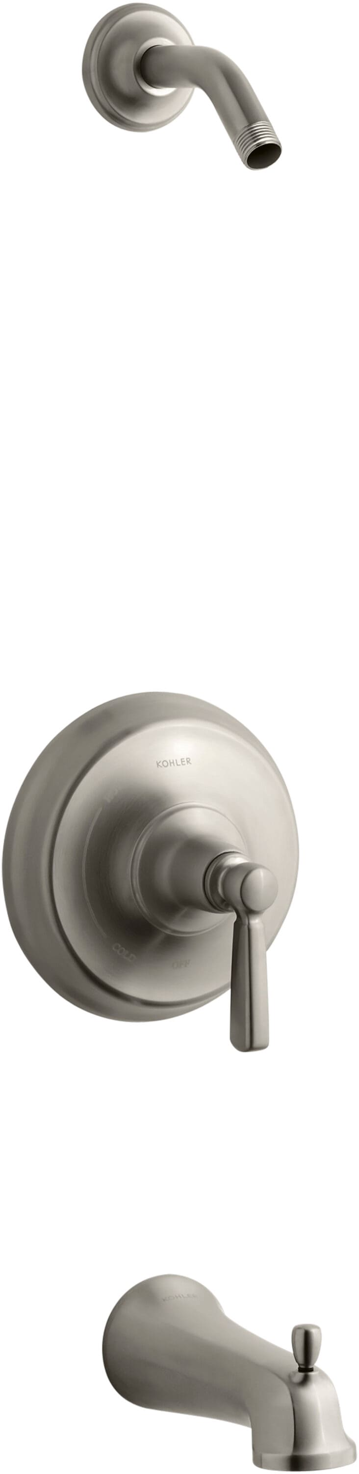 Grifo para bañera y ducha de 1 mango en níquel cepillado vibrante Bancroft de KOHLER, se vende por separado.