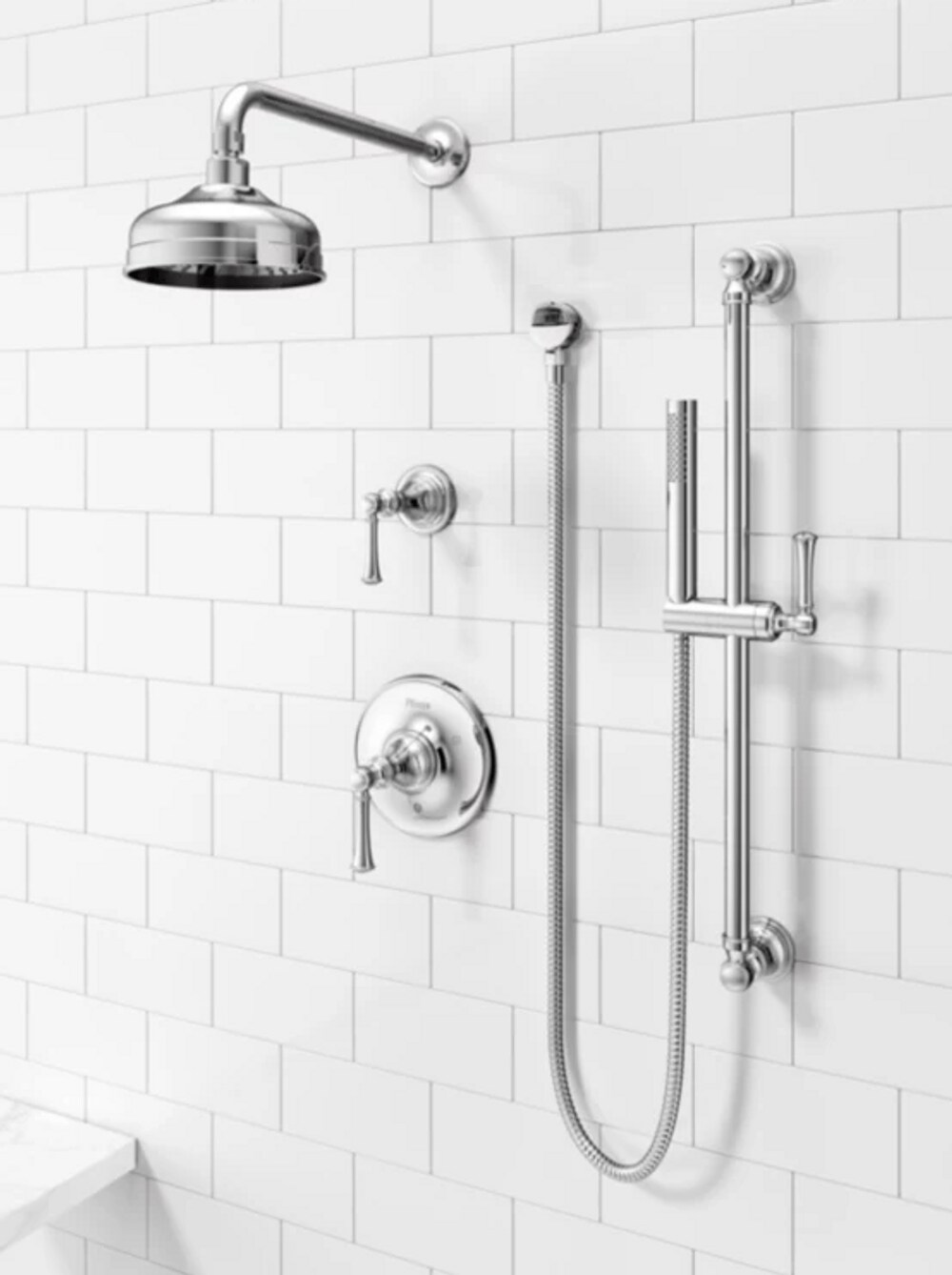 Grifo para bañera y ducha de una sola función con un mango en cromo pulido Tisbury Pfister de 6.1875 pulgadas de diámetro.