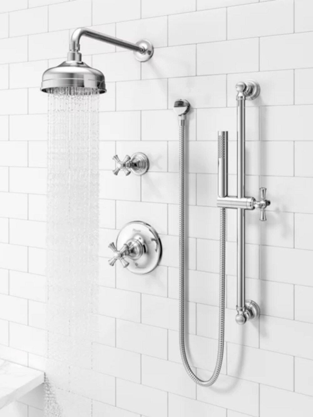 Grifo para bañera y ducha de una sola función con un mango en cromo pulido Tisbury Pfister de 6.1875 pulgadas de diámetro.