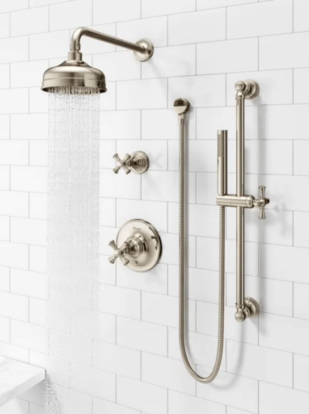 Grifo para Bañera y Ducha Redondo de 6.1875 Pulgadas con Acabado Niquel Pulido y Mango Individual de Pfister Tisbury
