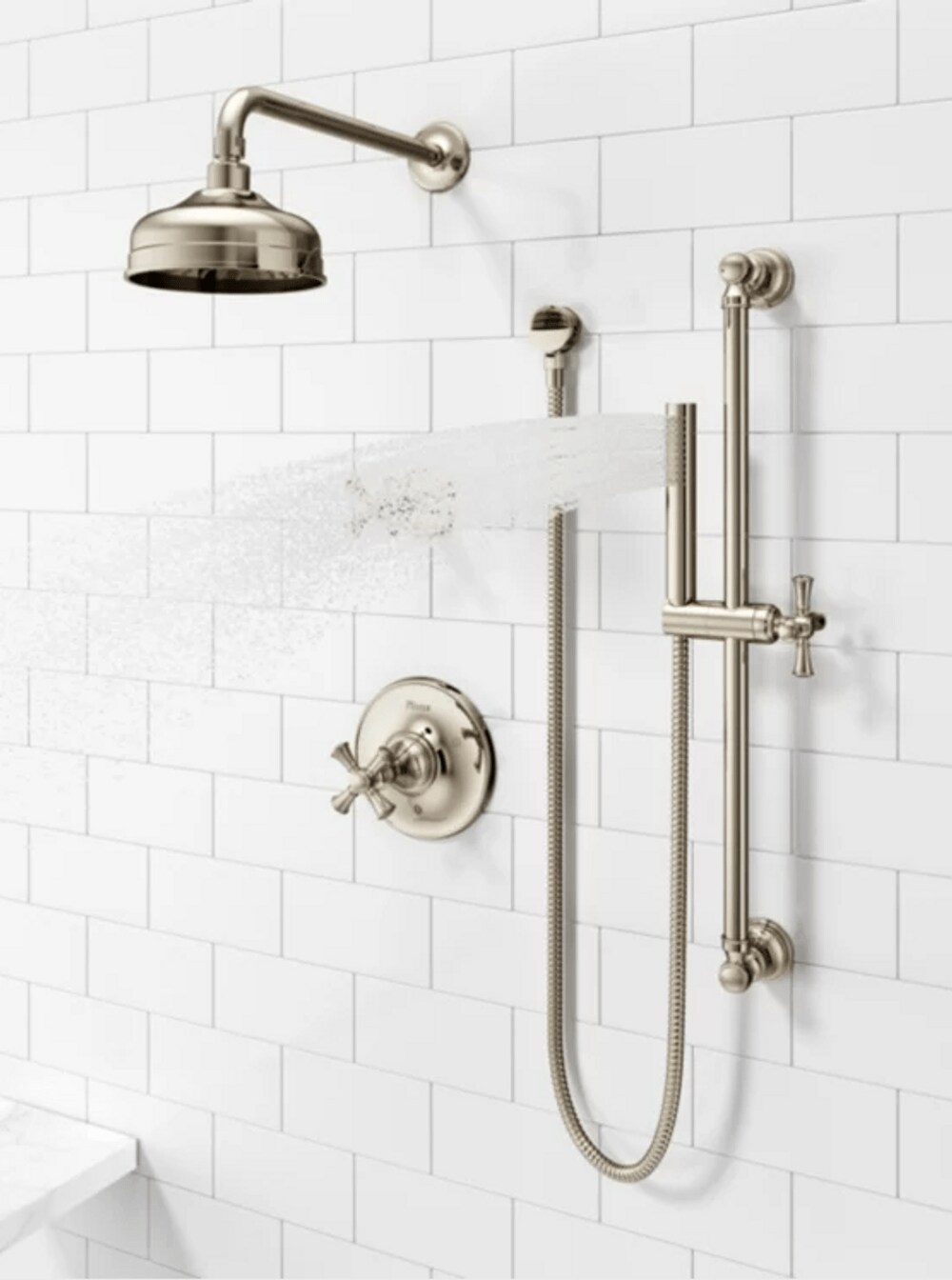 Grifo para Bañera y Ducha Redondo de 6.1875 Pulgadas con Acabado Niquel Pulido y Mango Individual de Pfister Tisbury