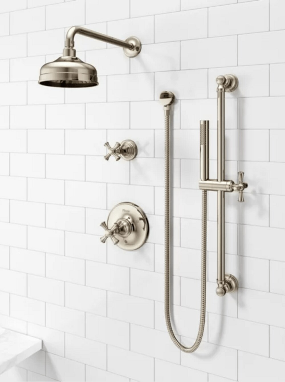 Grifo para Bañera y Ducha Redondo de 6.1875 Pulgadas con Acabado Niquel Pulido y Mango Individual de Pfister Tisbury