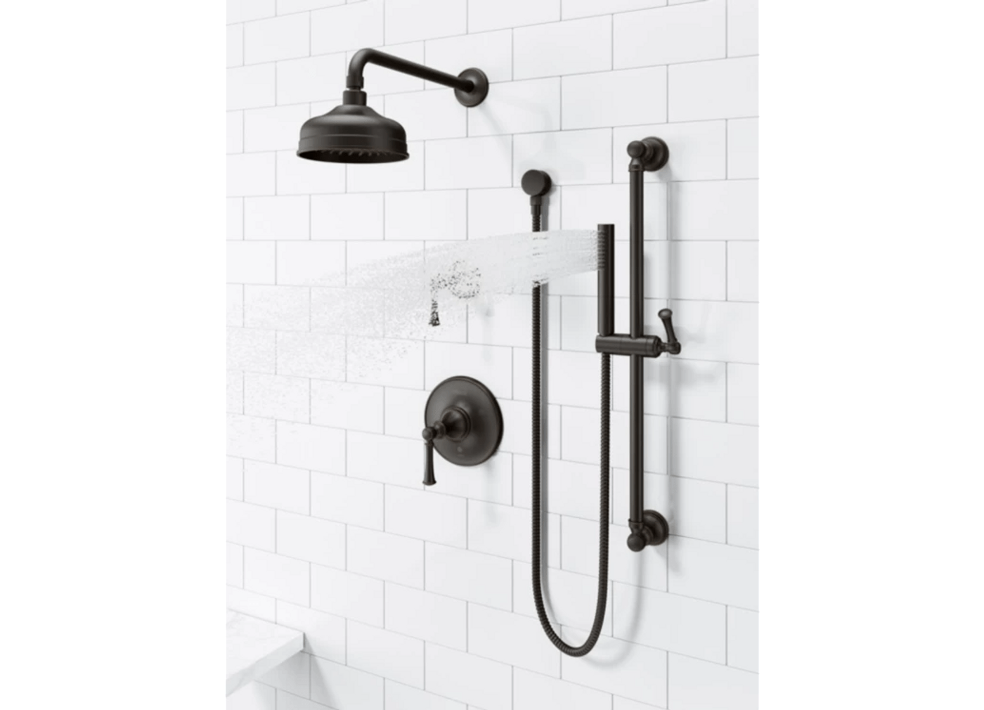 Mezcladora de bañera y regadera de una sola manija y función única en bronce toscano Tisbury Pfister de 6.1875 pulgadas